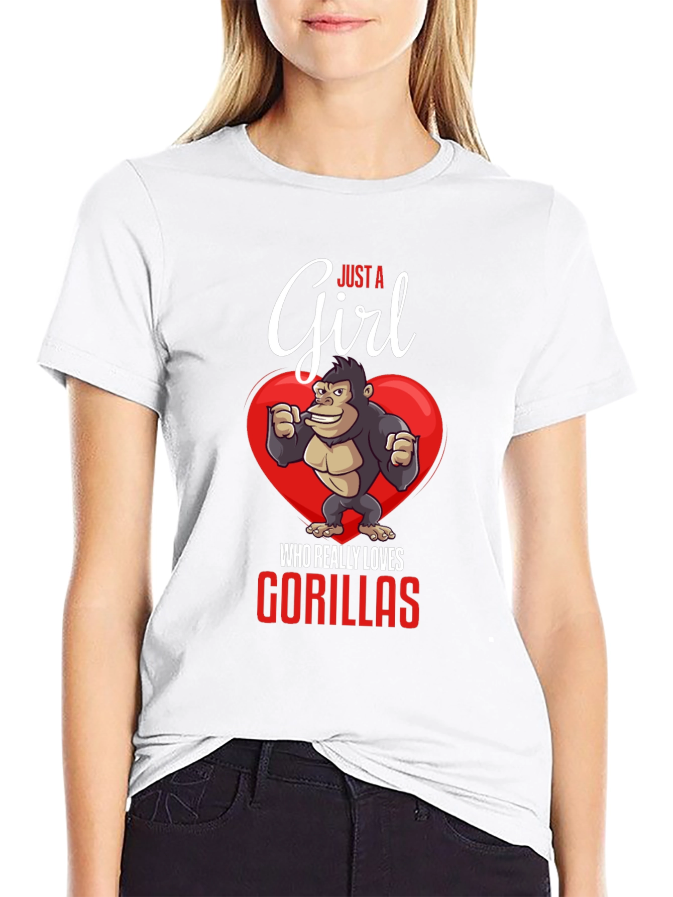 Black Just a Girl Who Loves Gorillas T-Shirt view 9