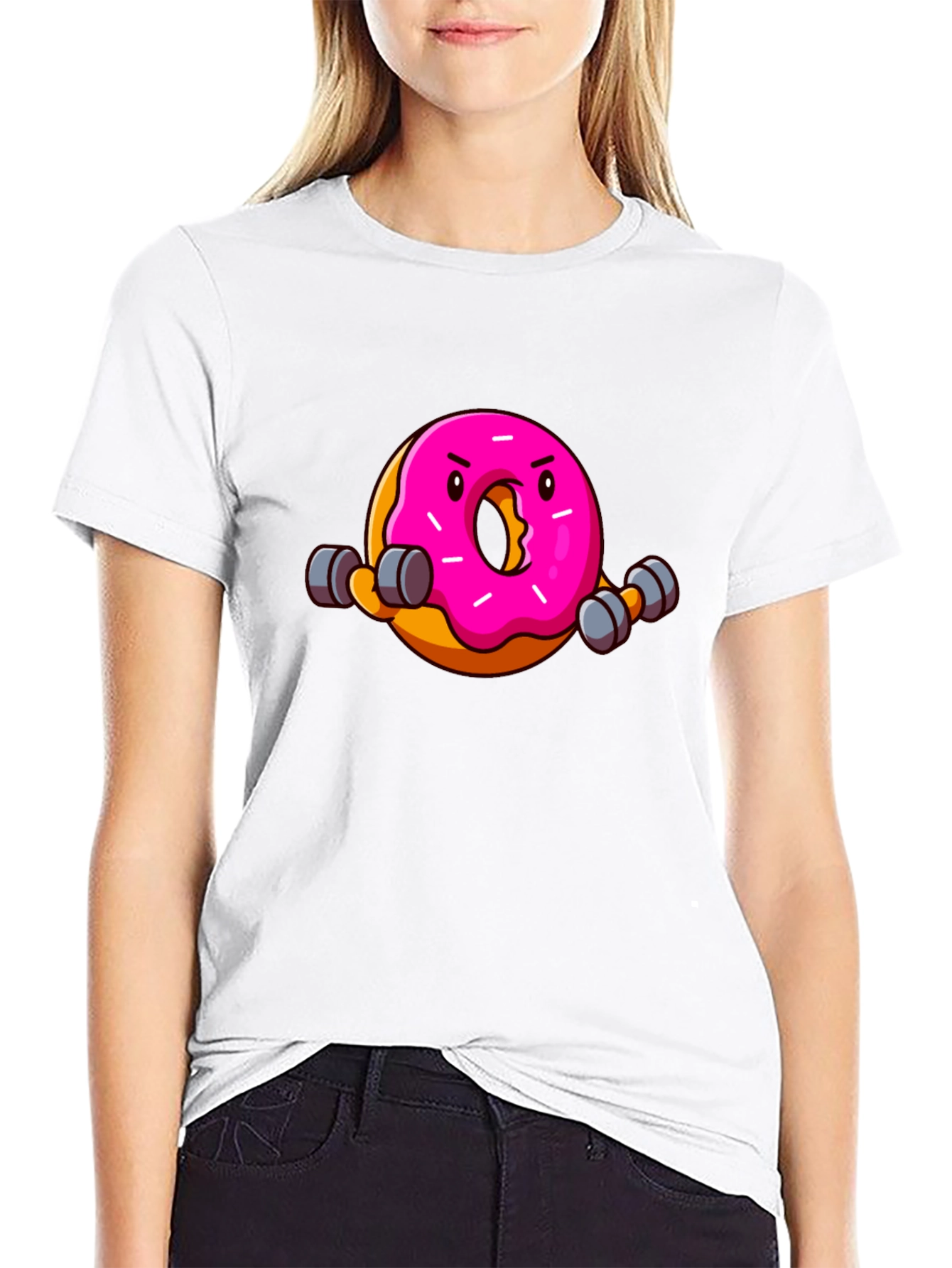 Black Funny Donut Workout Graphic T-Shirt view 9