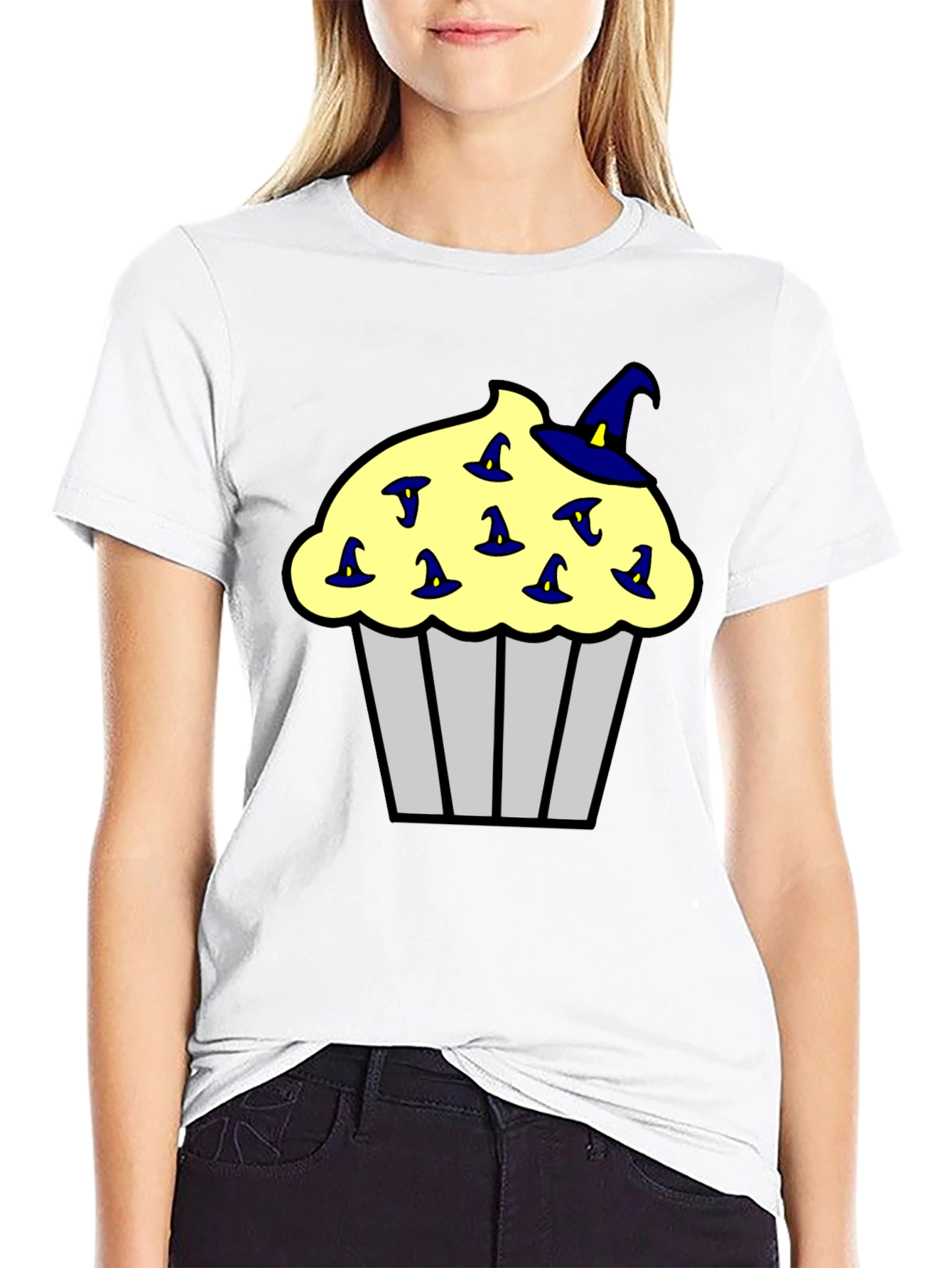 Black Cupcake Witch Hats Men's Black T-Shirt view 9