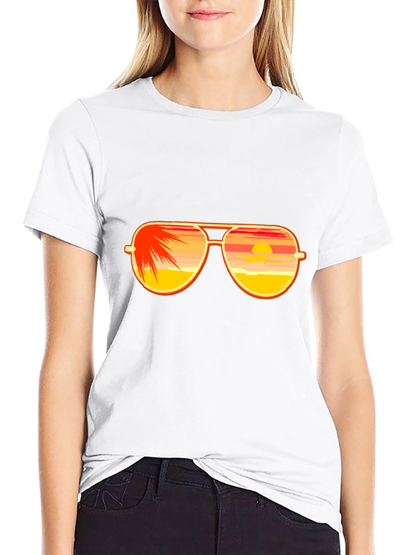 Black Sunset Sunglasses Graphic T-Shirt - Black Cotton Tee view 9