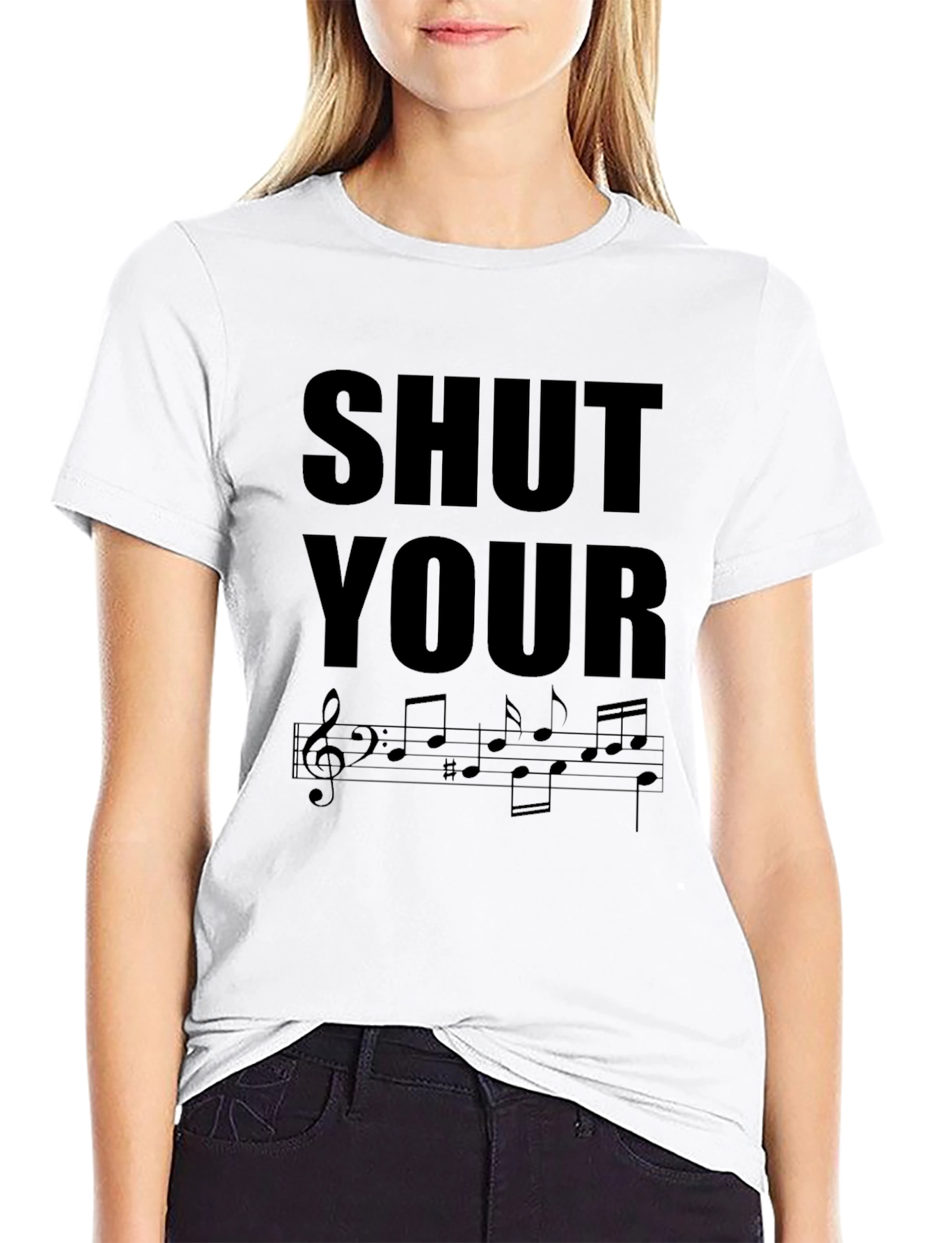 Black Shut Your Notes T-Shirt - Music Pun Tee view 9