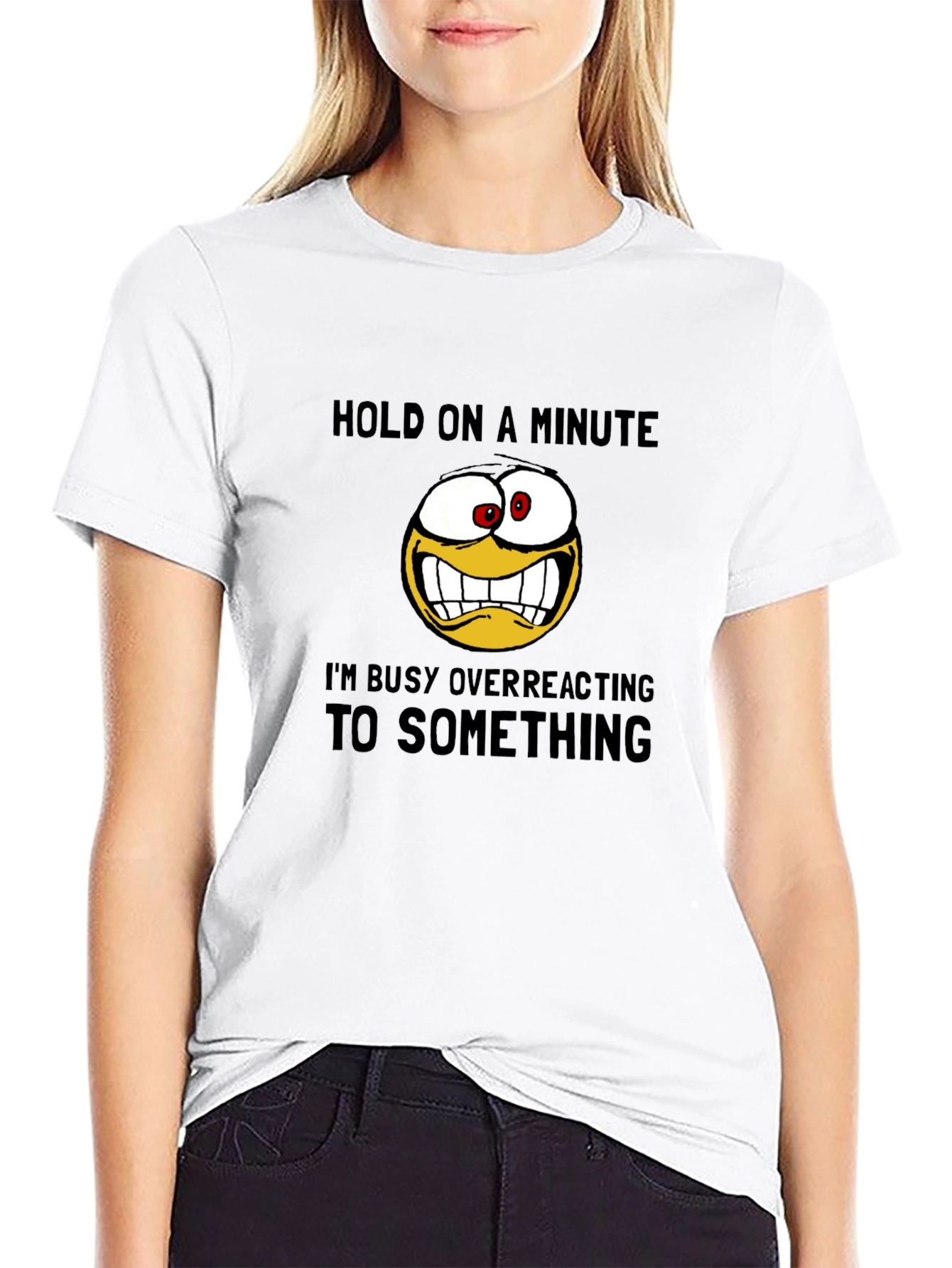 Black Funny Overreacting Emoji Graphic T-Shirt view 9