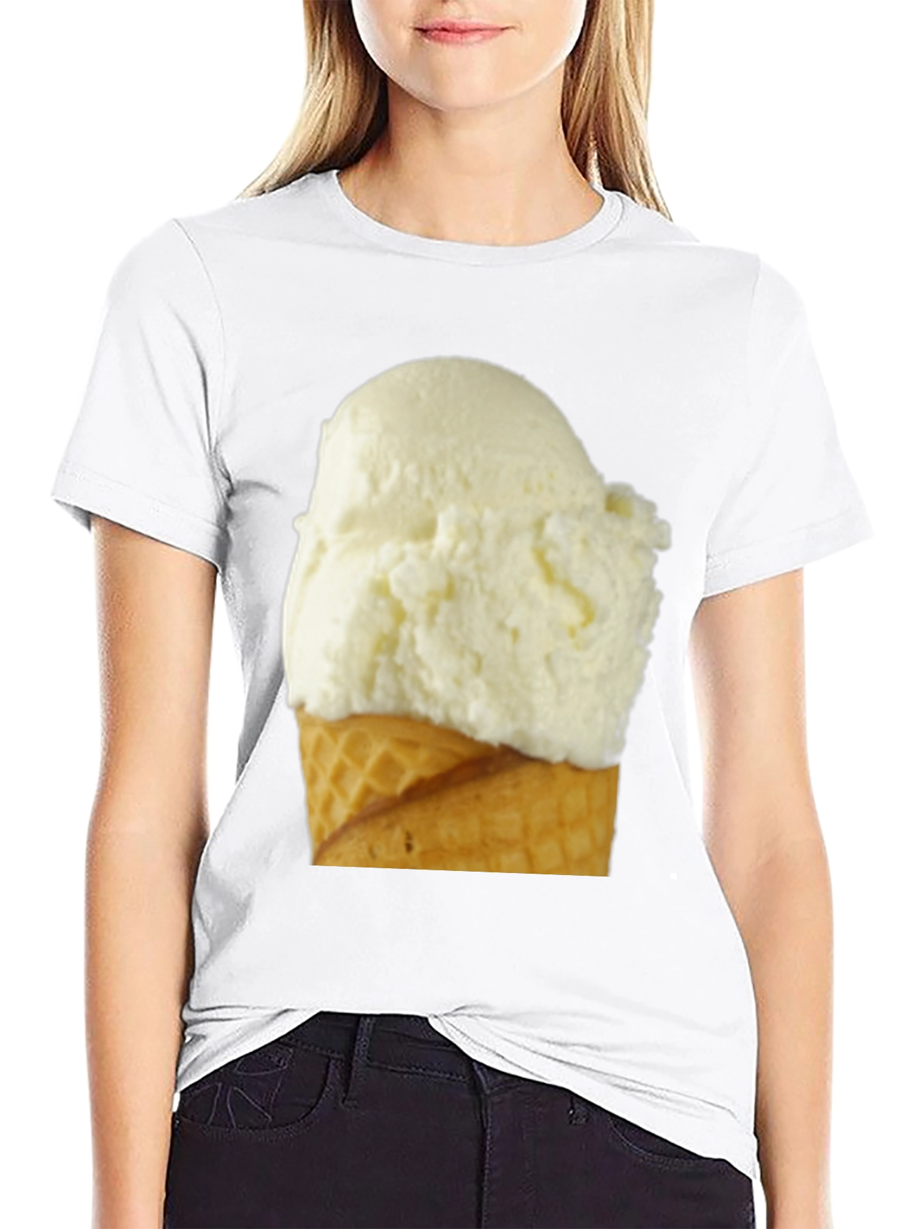 Black Ice Cream Cone Graphic Tee - Casual Black T-Shirt view 9