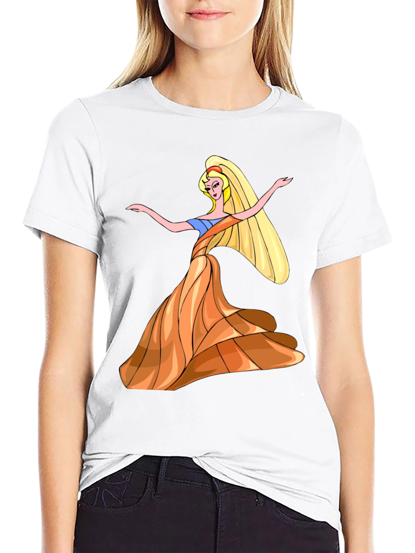 Black Princess Cartoon Graphic T-Shirt view 9