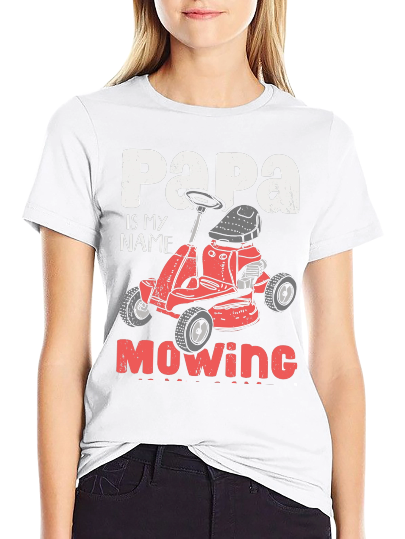 Black Papa Mowing T-Shirt - Funny Lawn Mower Dad Tee view 9