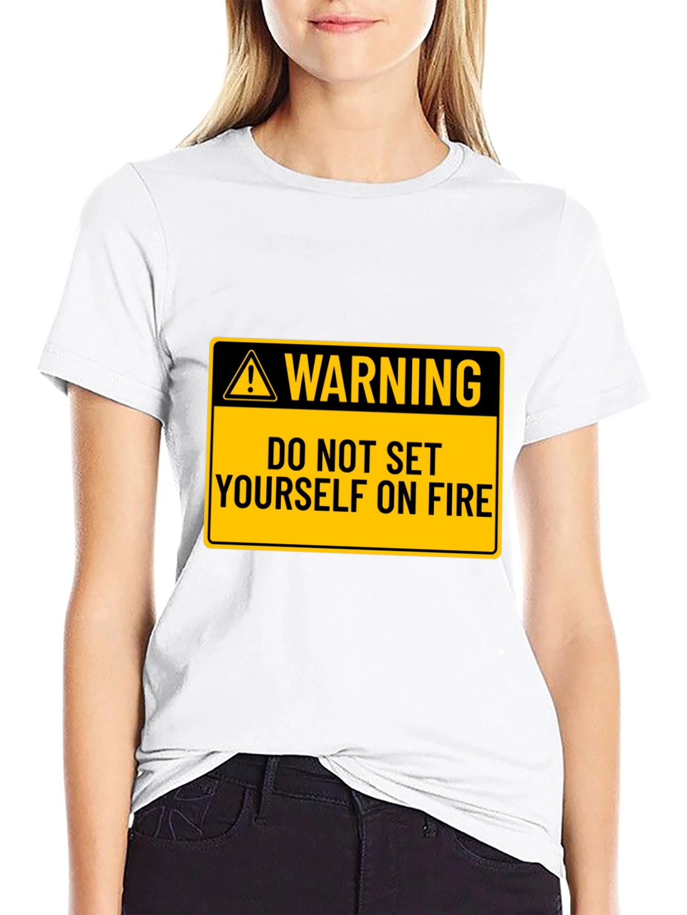 Black Warning: Do Not Set Yourself on Fire Black T-Shirt view 9