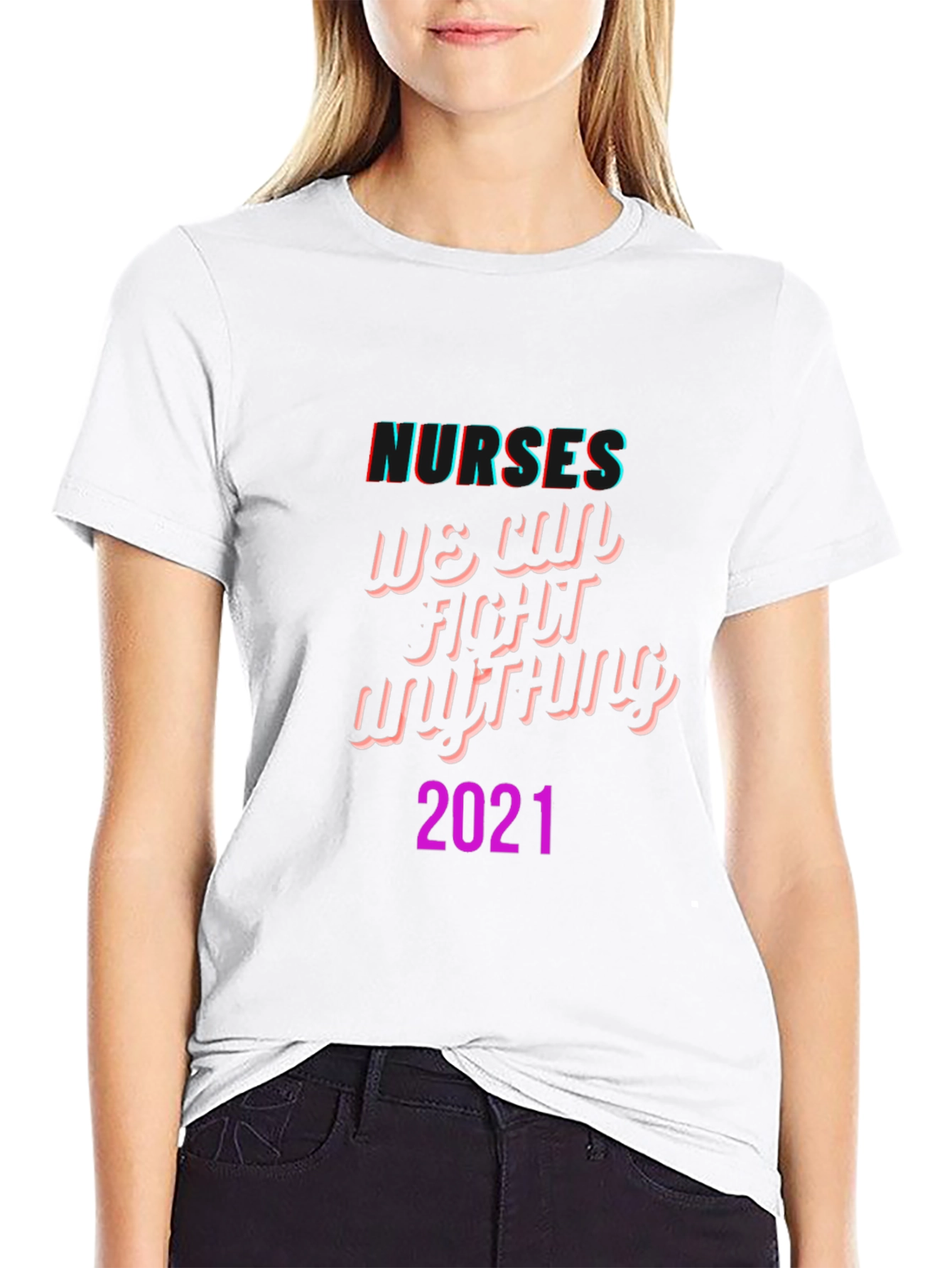 Black Nurses We Can Fight Anything Graphic Tee view 9