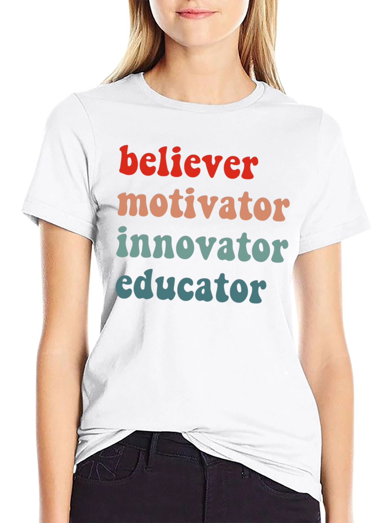 Black Believer Motivator Educator Graphic Tee view 9