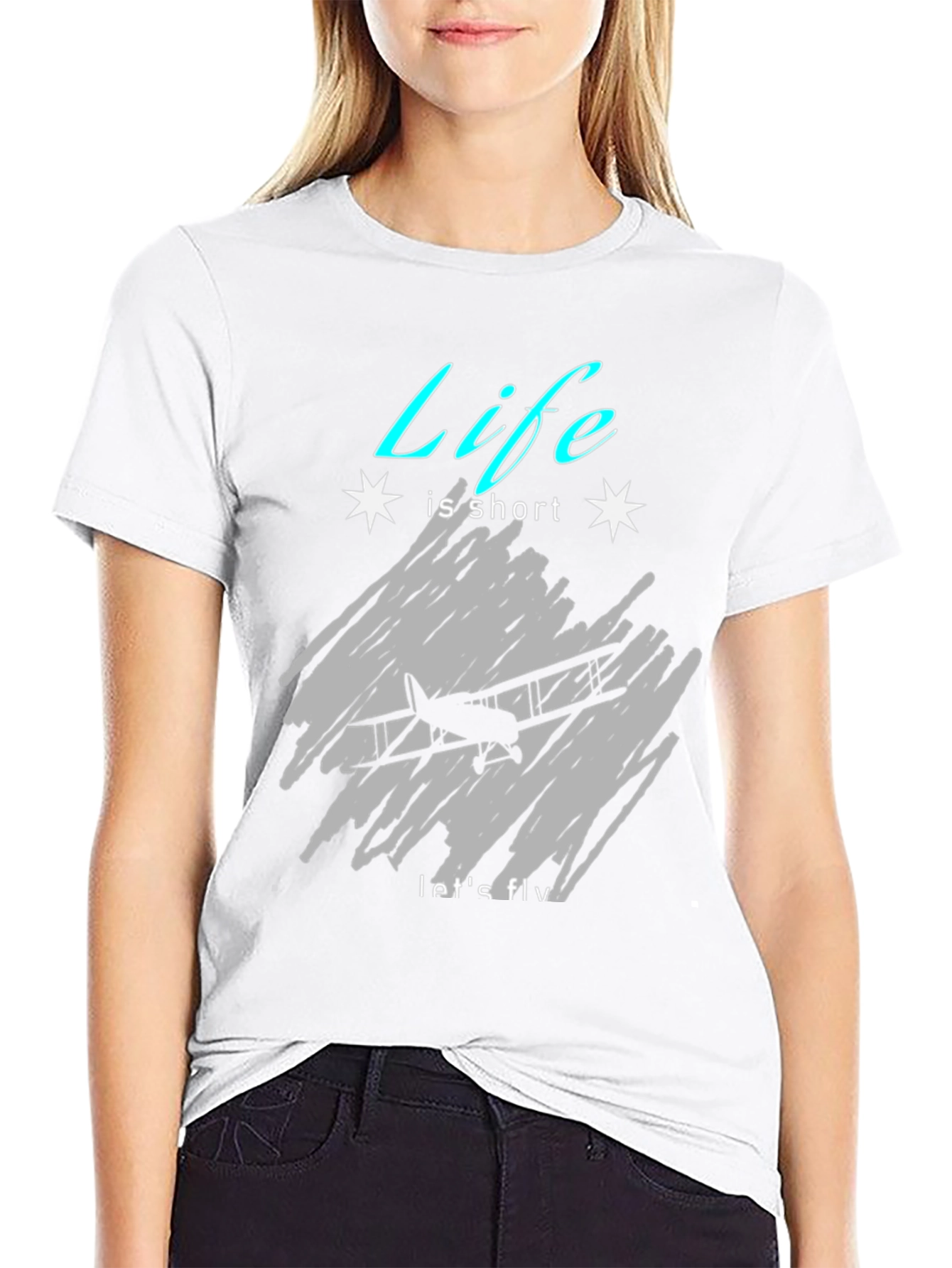 Black Life Is Short, Let's Fly Graphic Tee view 9