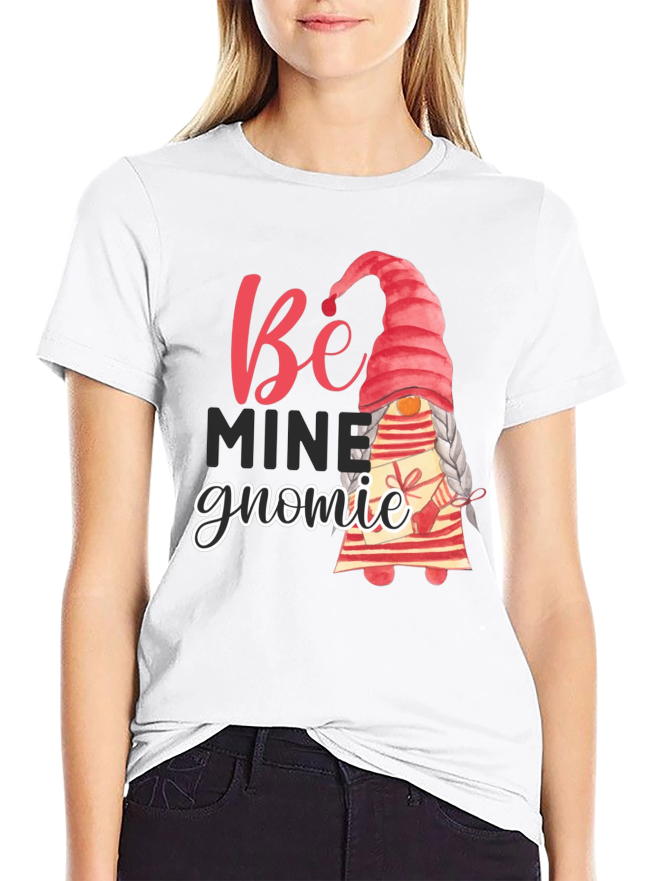 Black Be Mine Gnomie Valentine's Day T-Shirt view 9