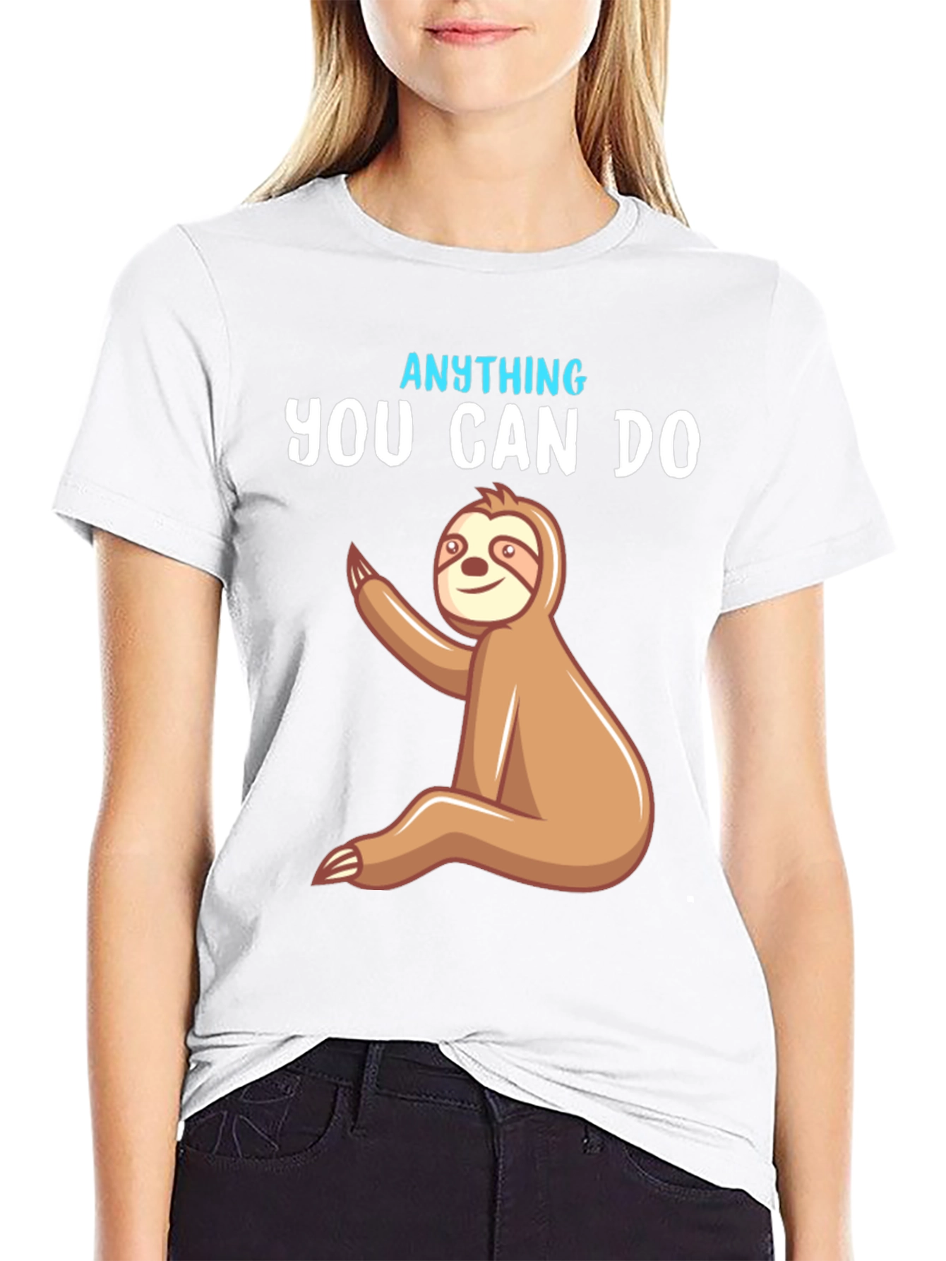 Black Funny Sloth "Anything You Can Do" Graphic T-Shirt view 9