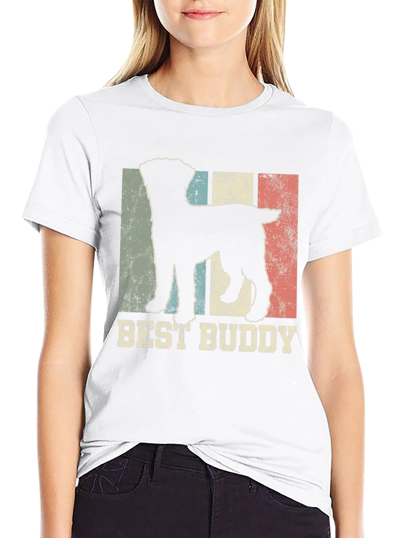 Black Best Buddy Dog Silhouette Men's T-Shirt view 9