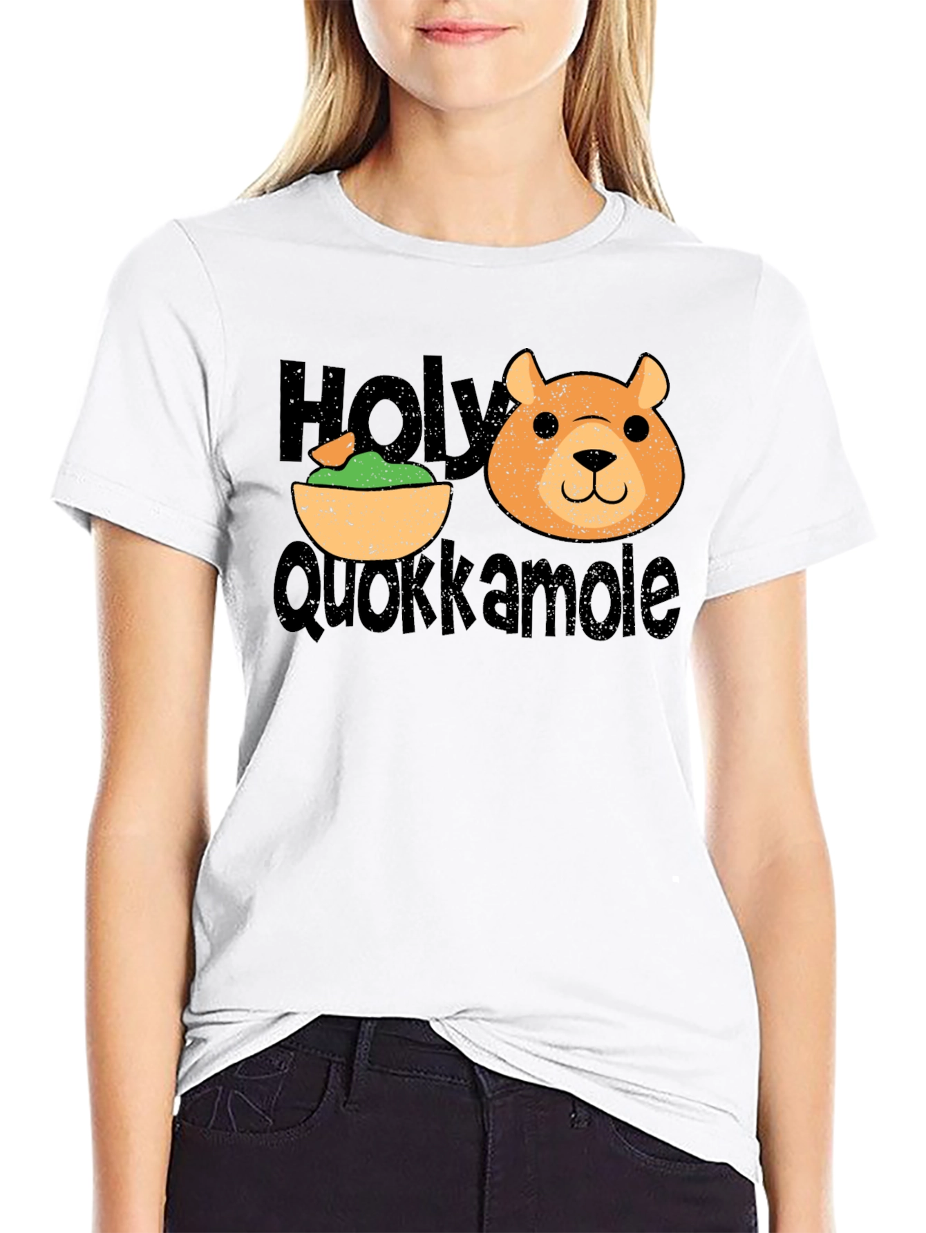 Black Holy Quokkamole Funny Graphic T-Shirt view 9