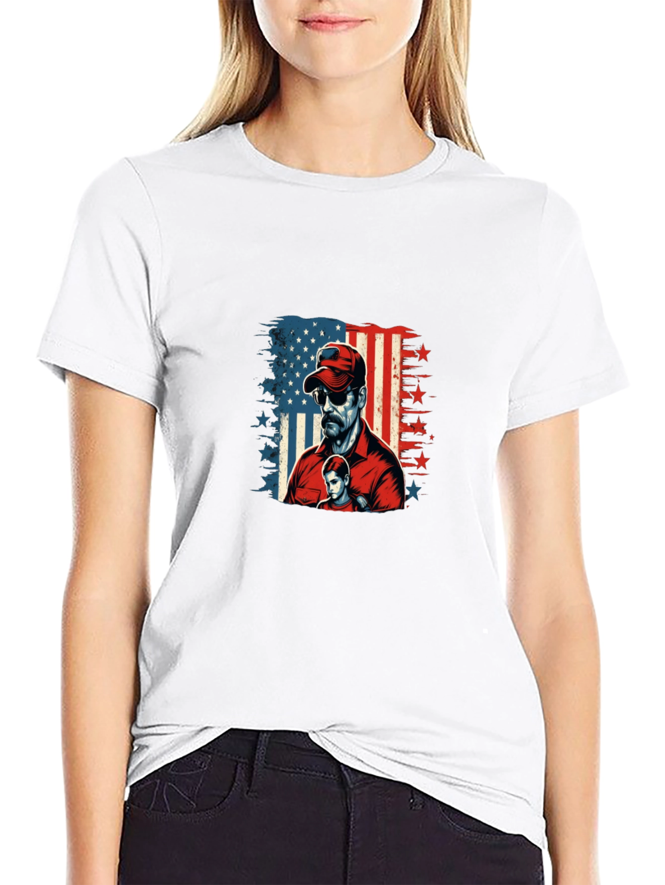 Black Patriotic Dad & Son Graphic Black Tee view 9