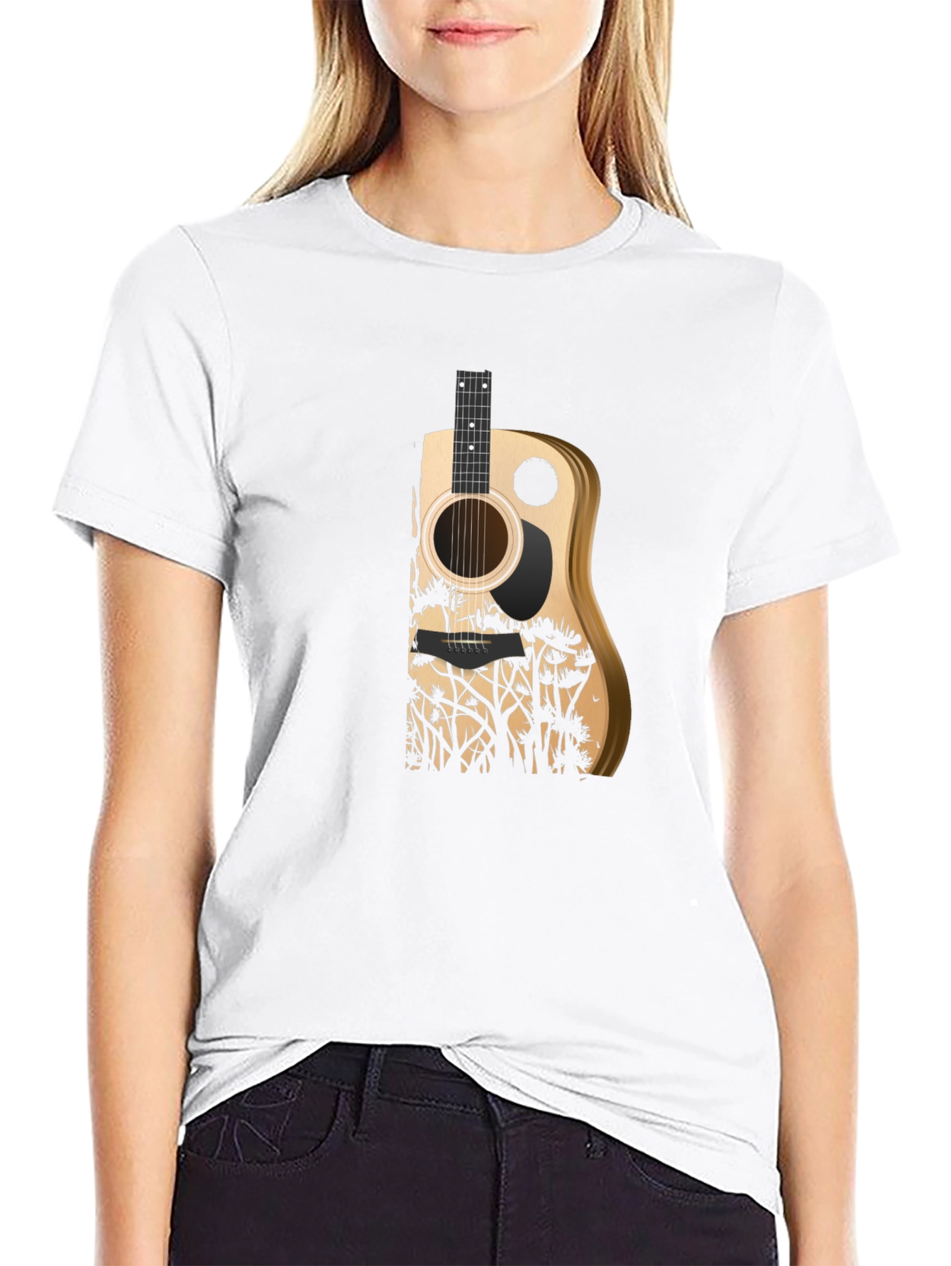 Black Guitar Nature Graphic Tee view 9