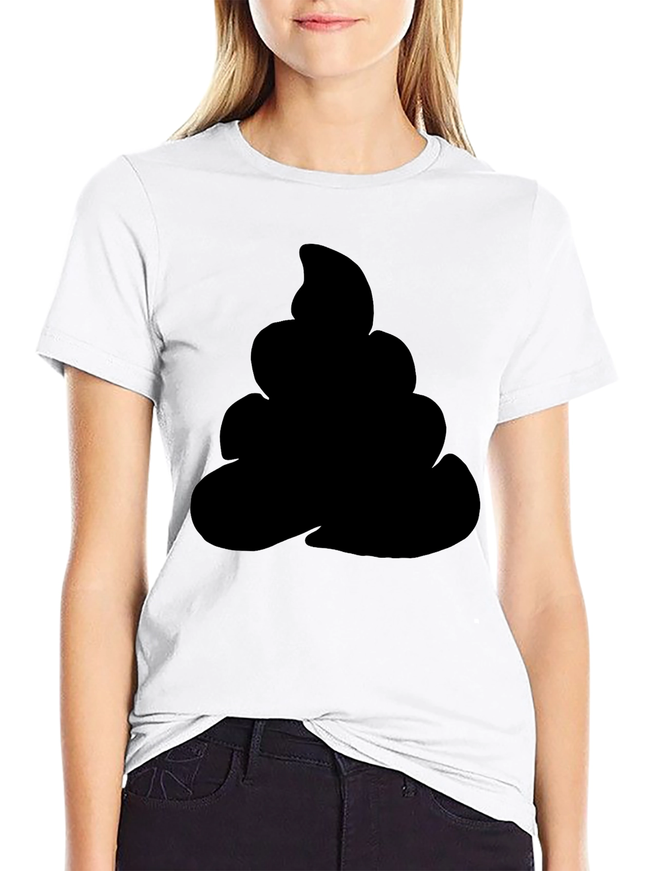 Black Novelty Black T-Shirt with Emoji Poop Design view 9