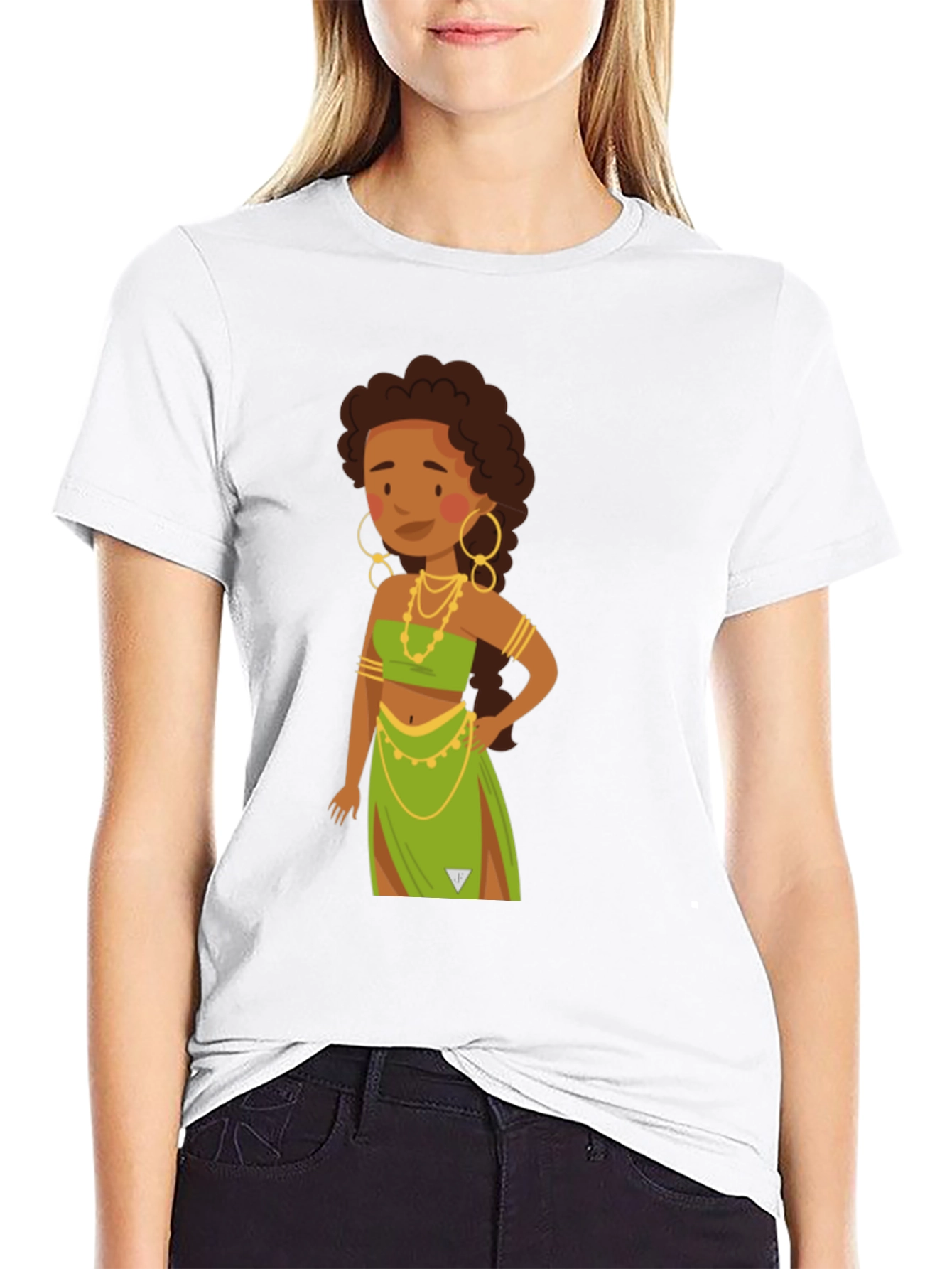 Black Cartoon Woman Graphic Black T-Shirt view 9