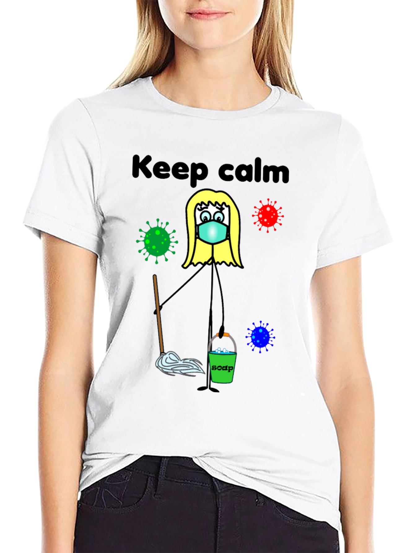 Black Keep Calm and Clean T-Shirt view 9