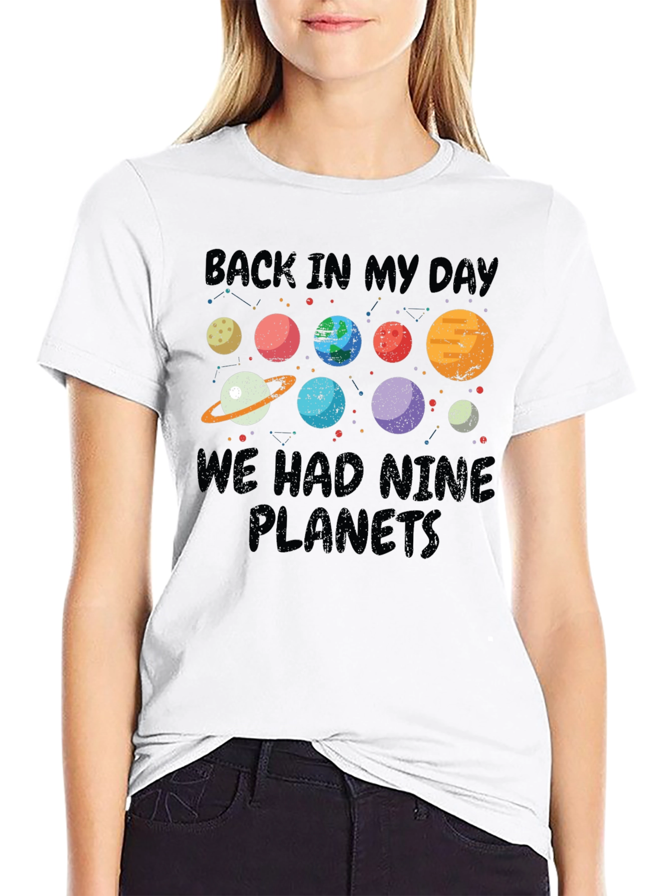 Black Back In My Day Nine Planets T-Shirt view 9
