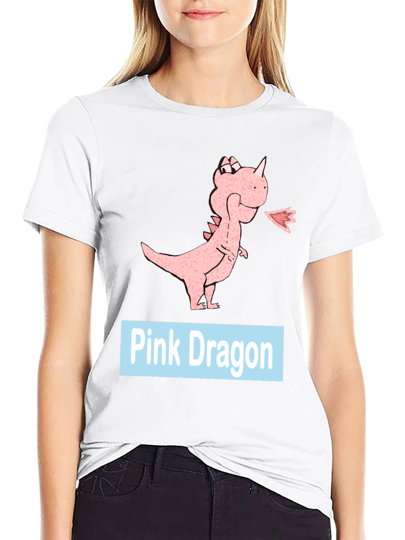 Black Pink Dragon Graphic Tee - Casual Black T-Shirt view 9