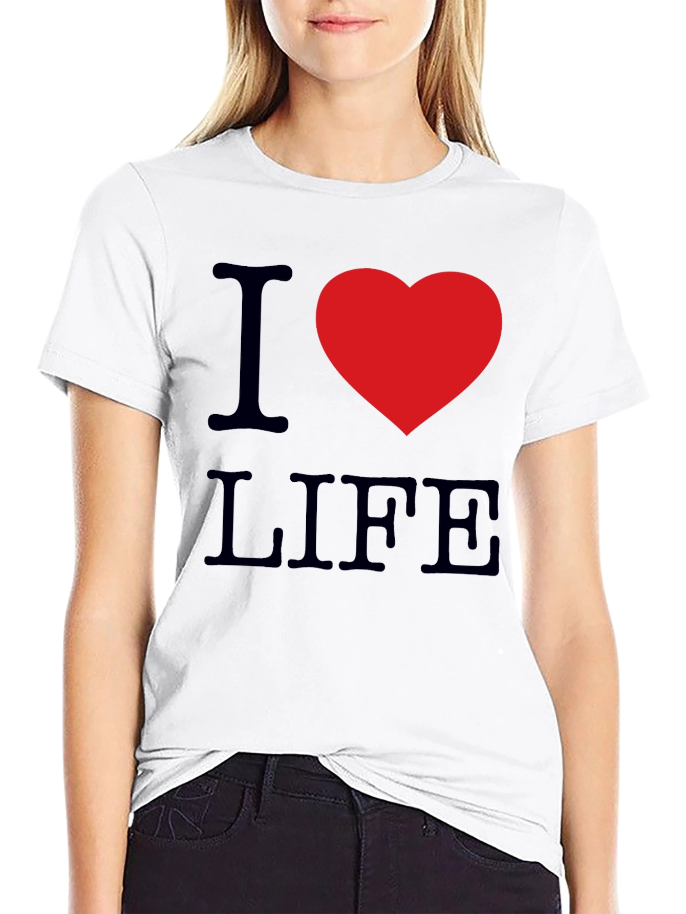 Black I Love Life Graphic Tee - Soft Cotton Comfort view 9