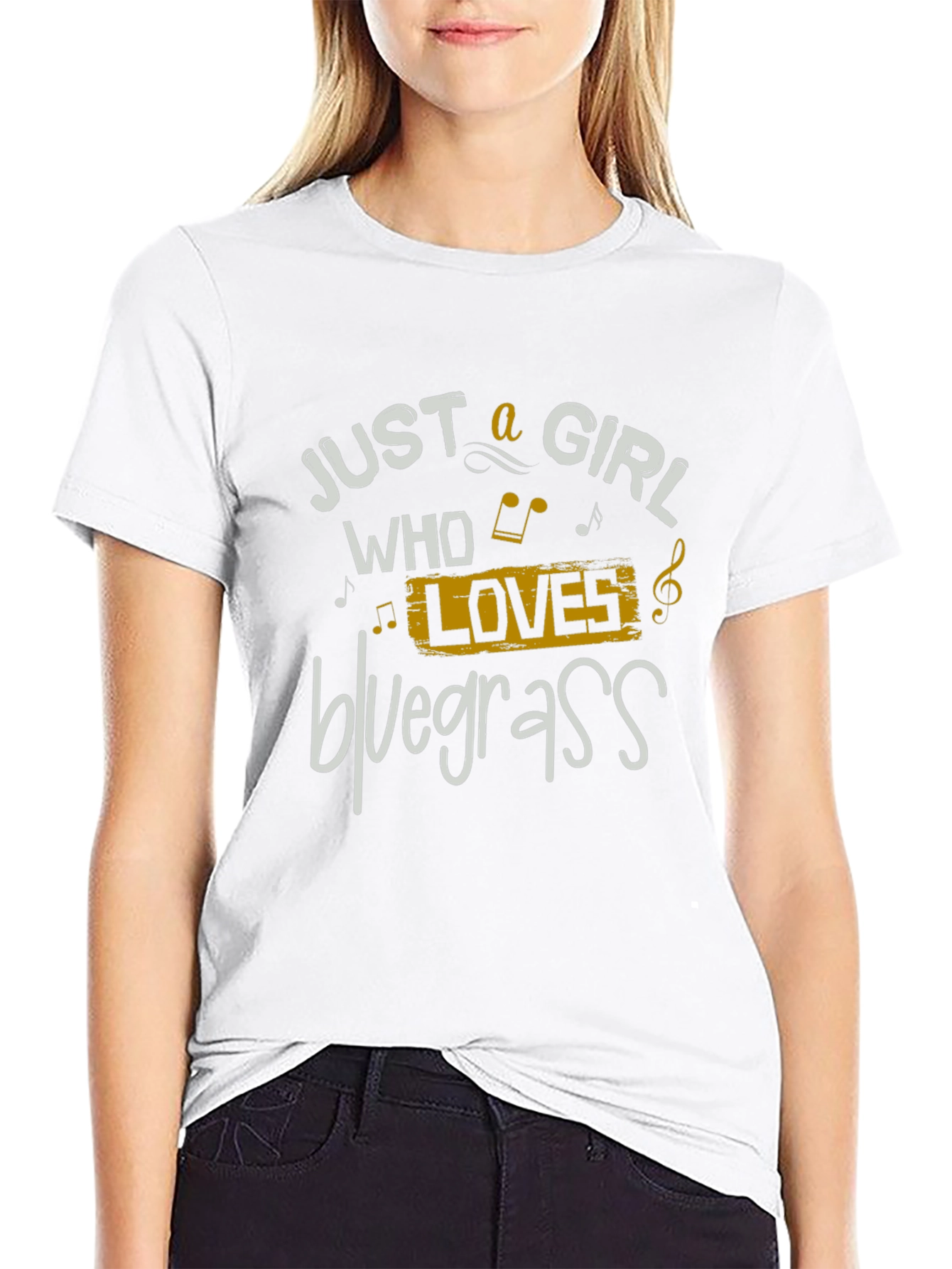 Black Just a Girl Who Loves Bluegrass T-Shirt view 9