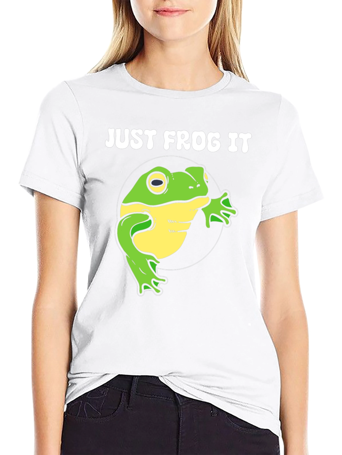 Black Just Frog It T-Shirt - Funny Animal Tee view 9