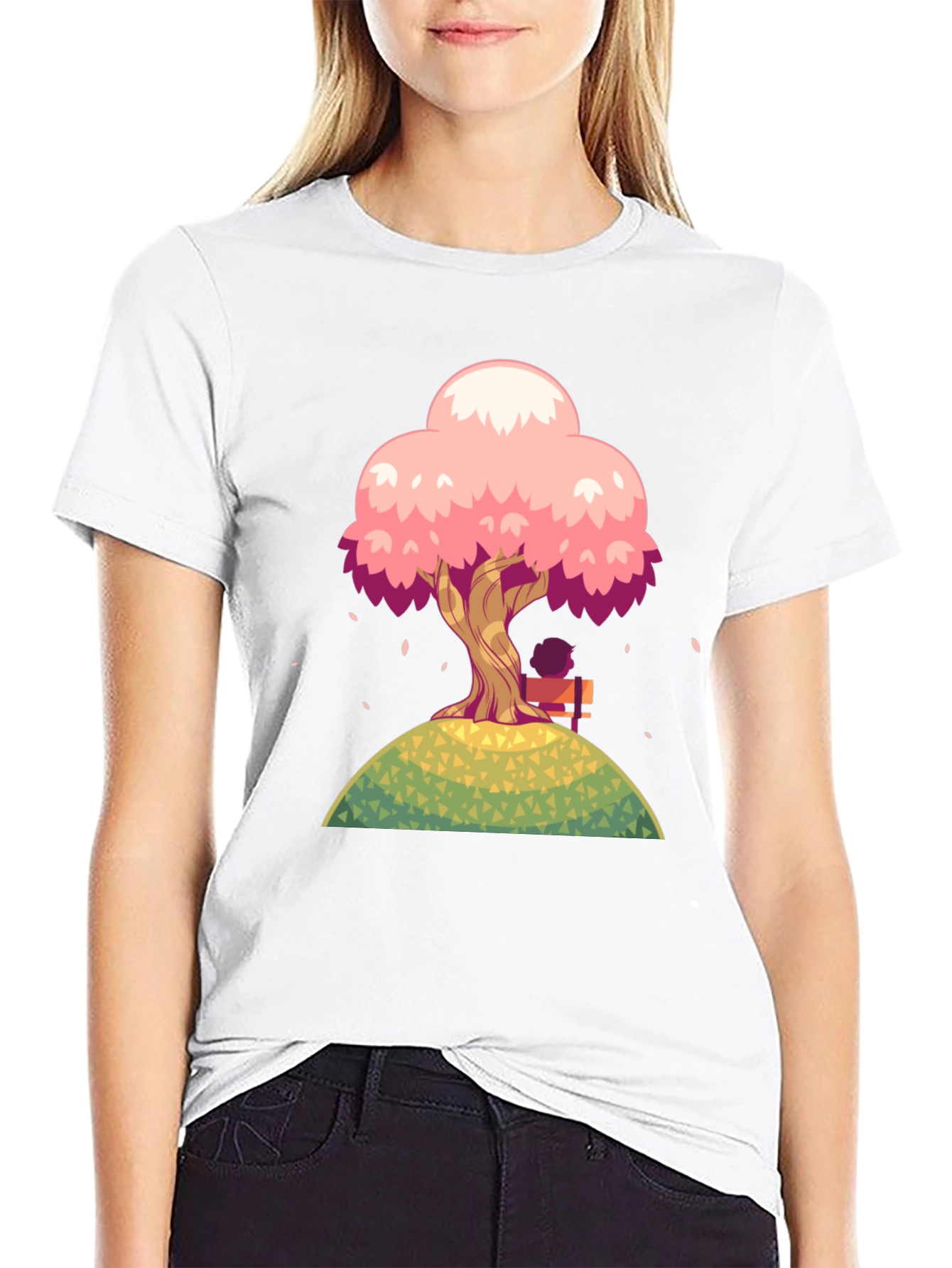 Black Cherry Blossom Tree Graphic T-Shirt view 9