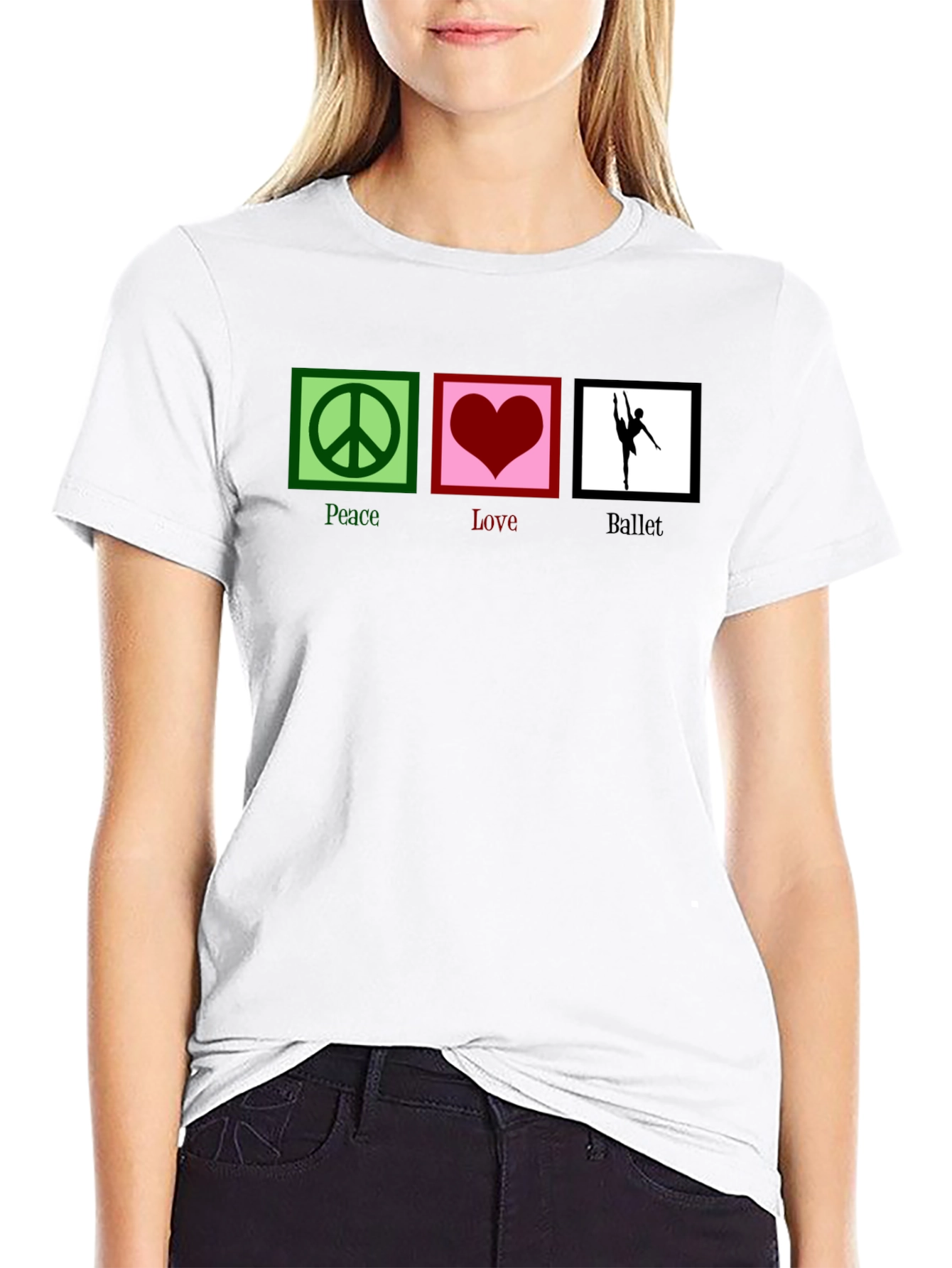 Black Peace Love Ballet Graphic T-Shirt - Black view 9