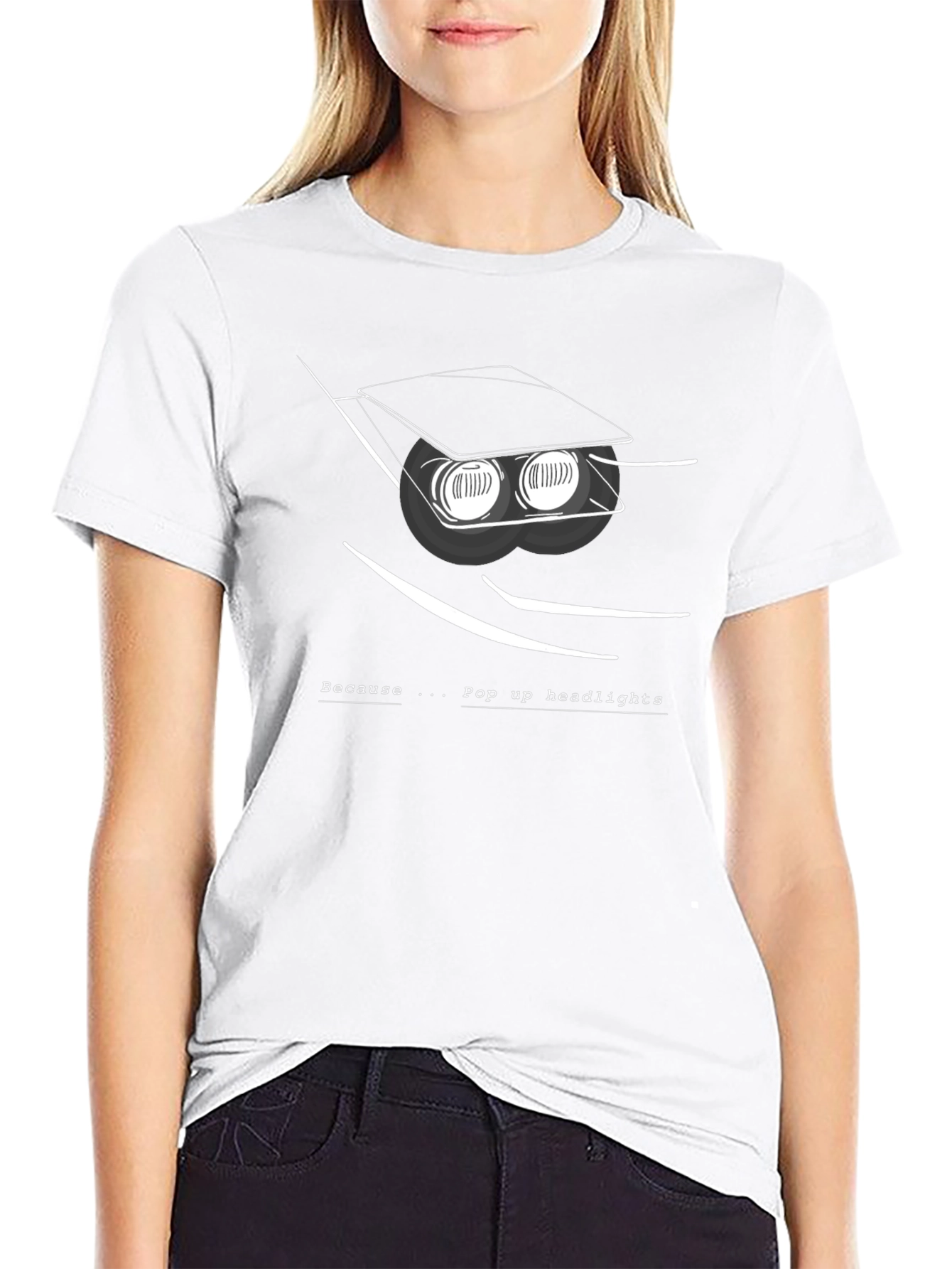 Black Pop Up Headlights Graphic T-Shirt - Car Enthusiast Tee view 9