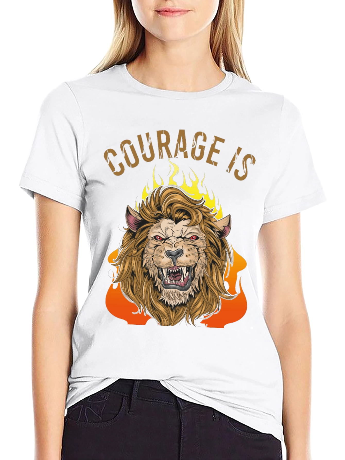 Black Courage Is Lion Graphic Tee - Men's Black T-Shirt view 9