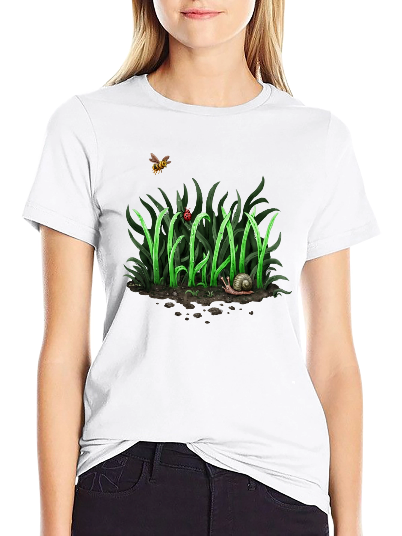 Black Vegan Nature Graphic T-Shirt - Black Crew Neck Tee view 9