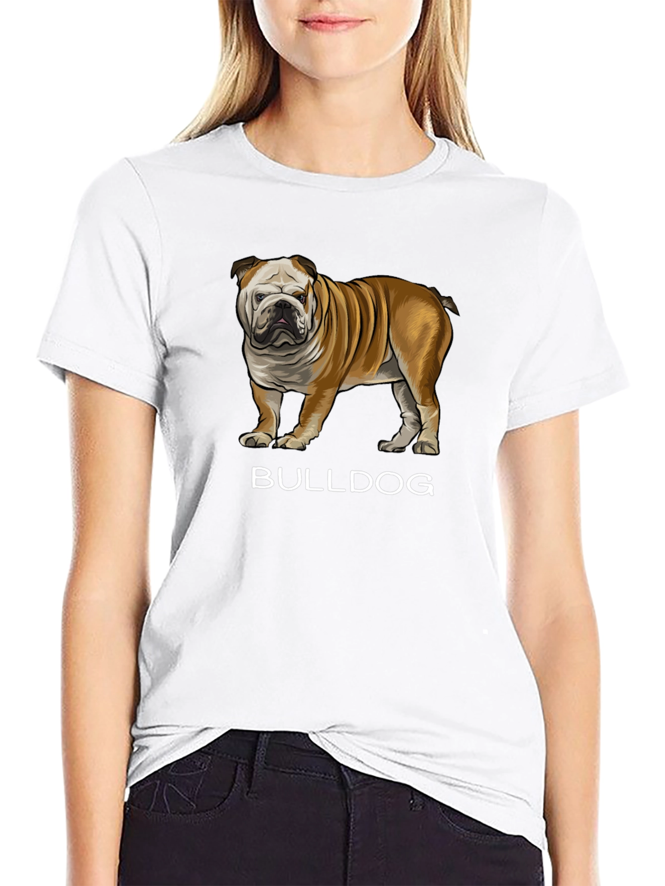 Black Bulldog Graphic Tee - Black Cotton Casual T-Shirt view 9