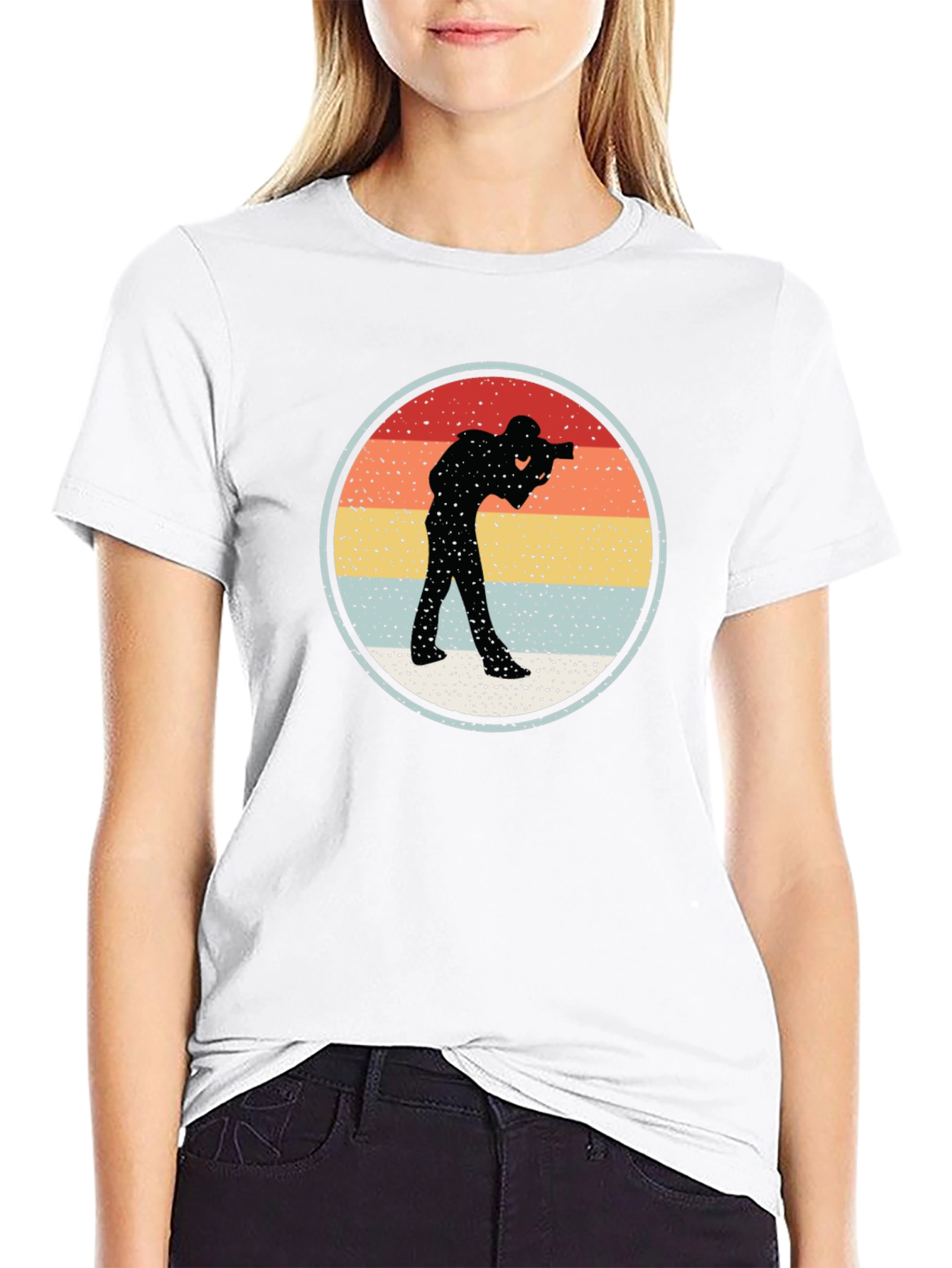 Black Vintage Photographer Silhouette T-Shirt view 9