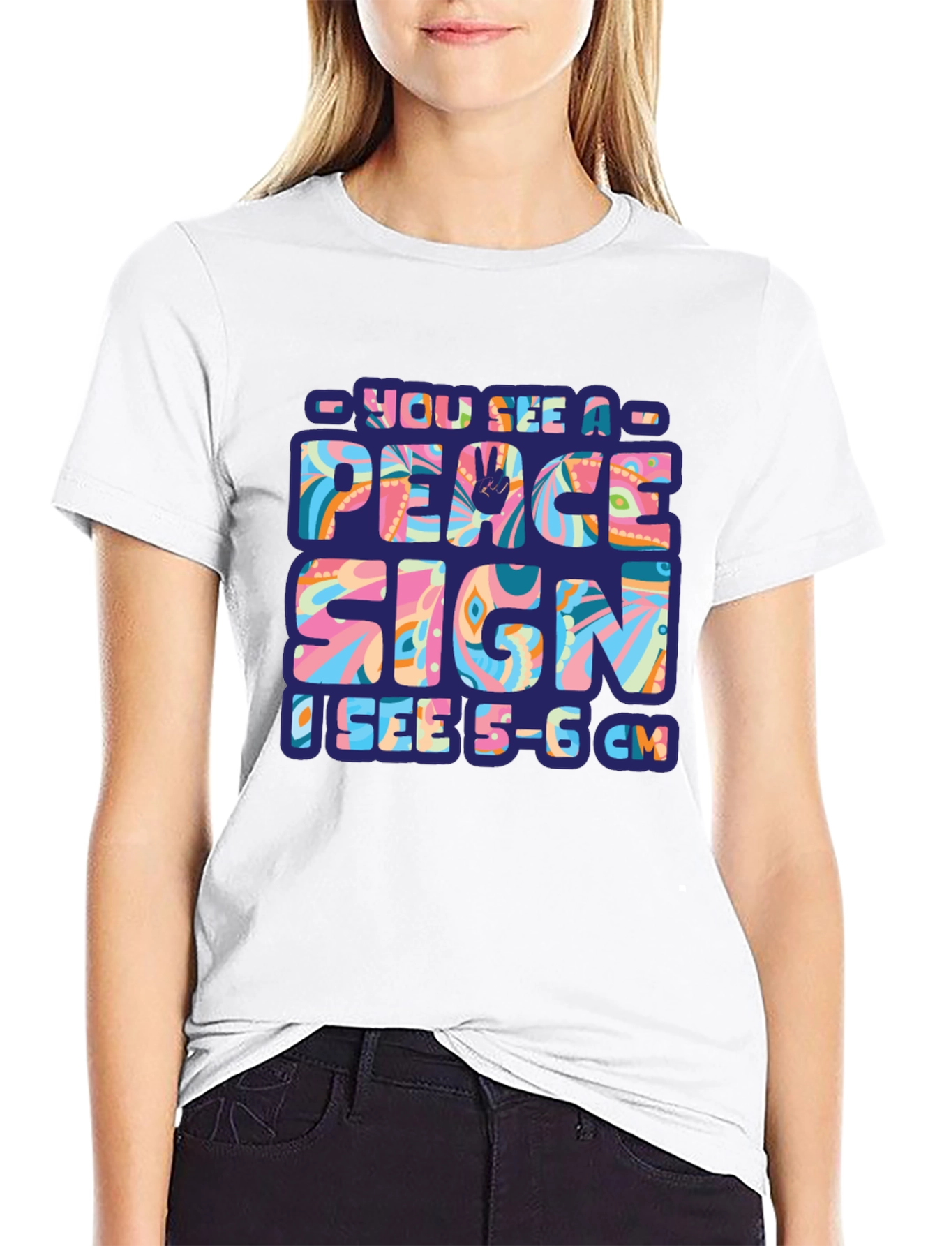 Black Peace Sign Funny Adult Humor T-Shirt view 9
