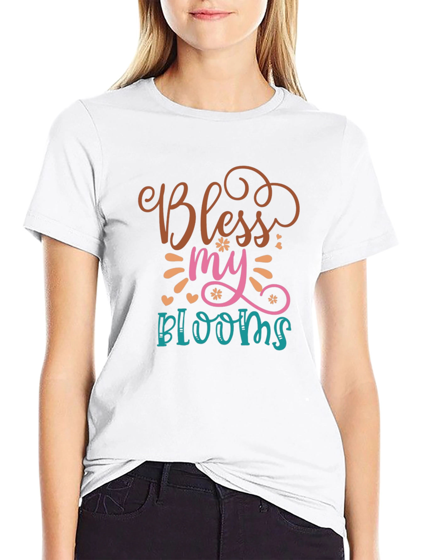 Black Bless My Blooms T-Shirt - Graphic Tee view 9