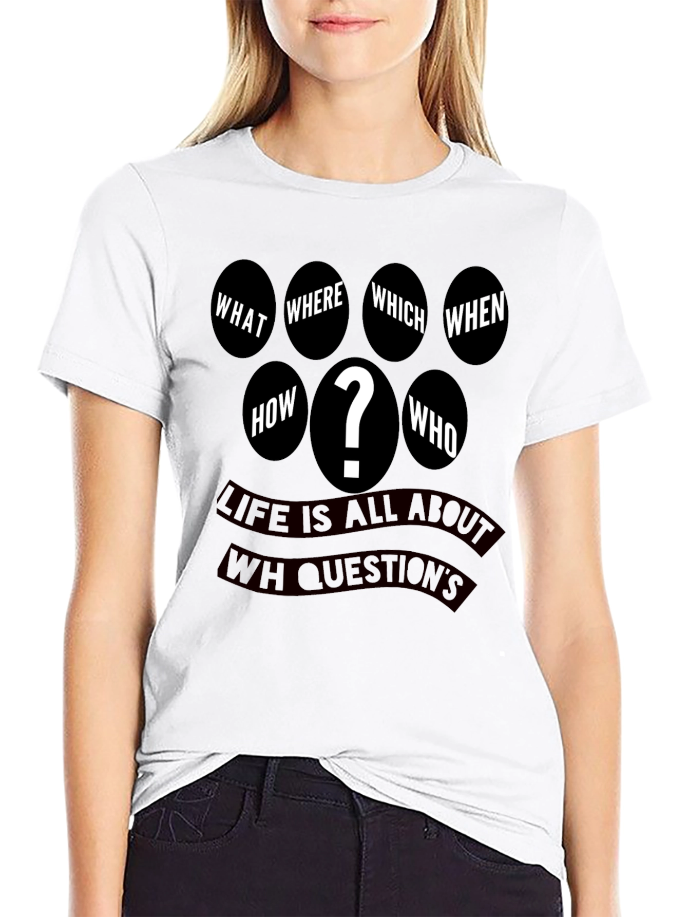 Black Question Everything Men's Black T-Shirt view 9