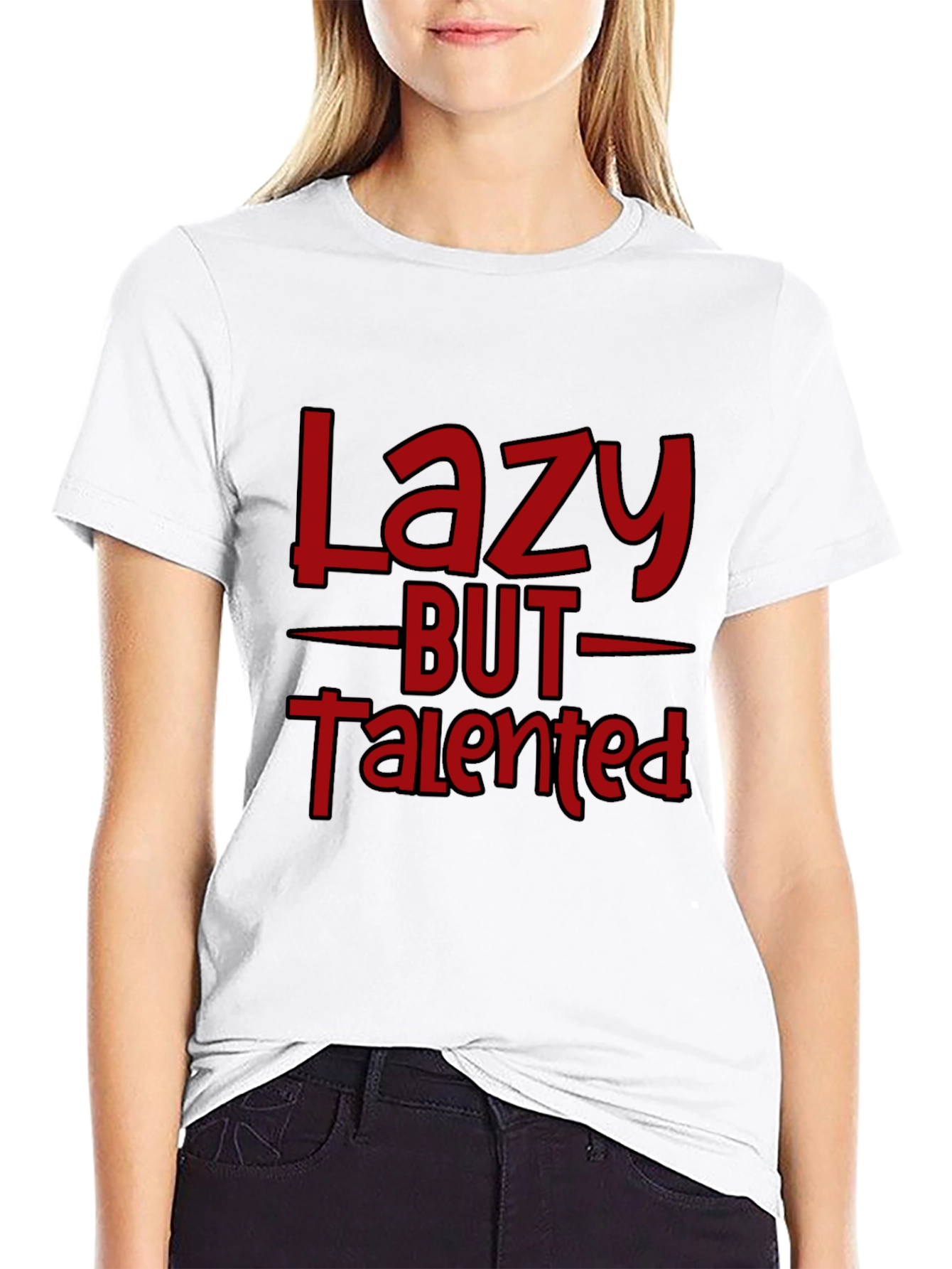 Black Lazy But Talented Graphic T-Shirt view 9