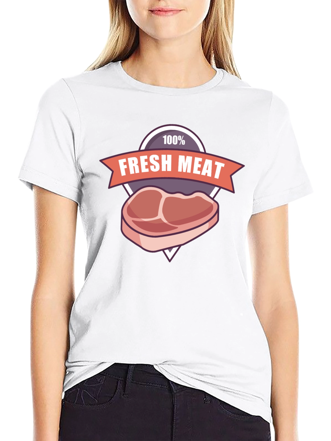 Black Fresh Meat Graphic T-Shirt - Black Cotton Tee view 9