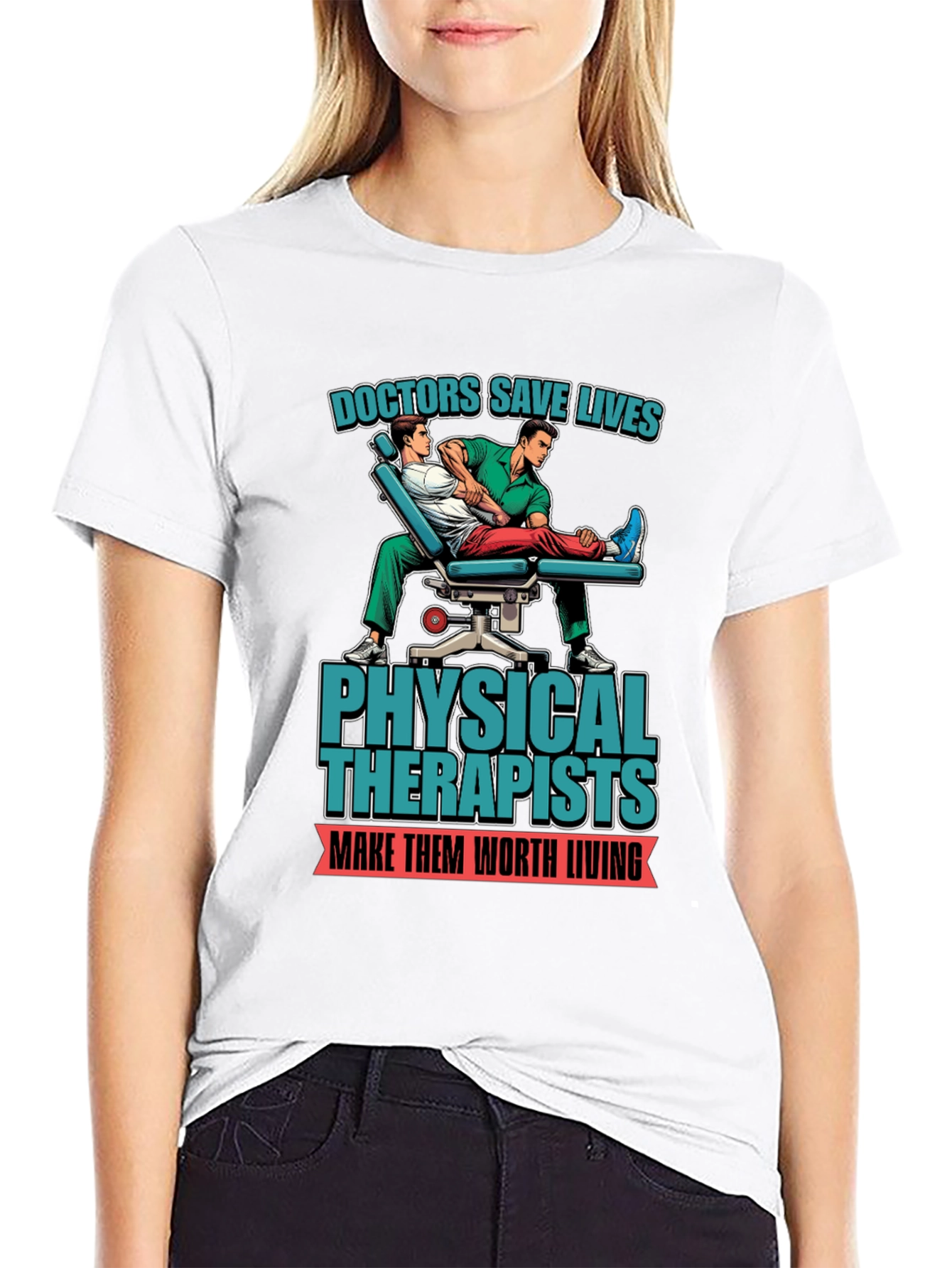 Black Physical Therapist T-Shirt - Doctors Save Lives Graphic Tee view 9