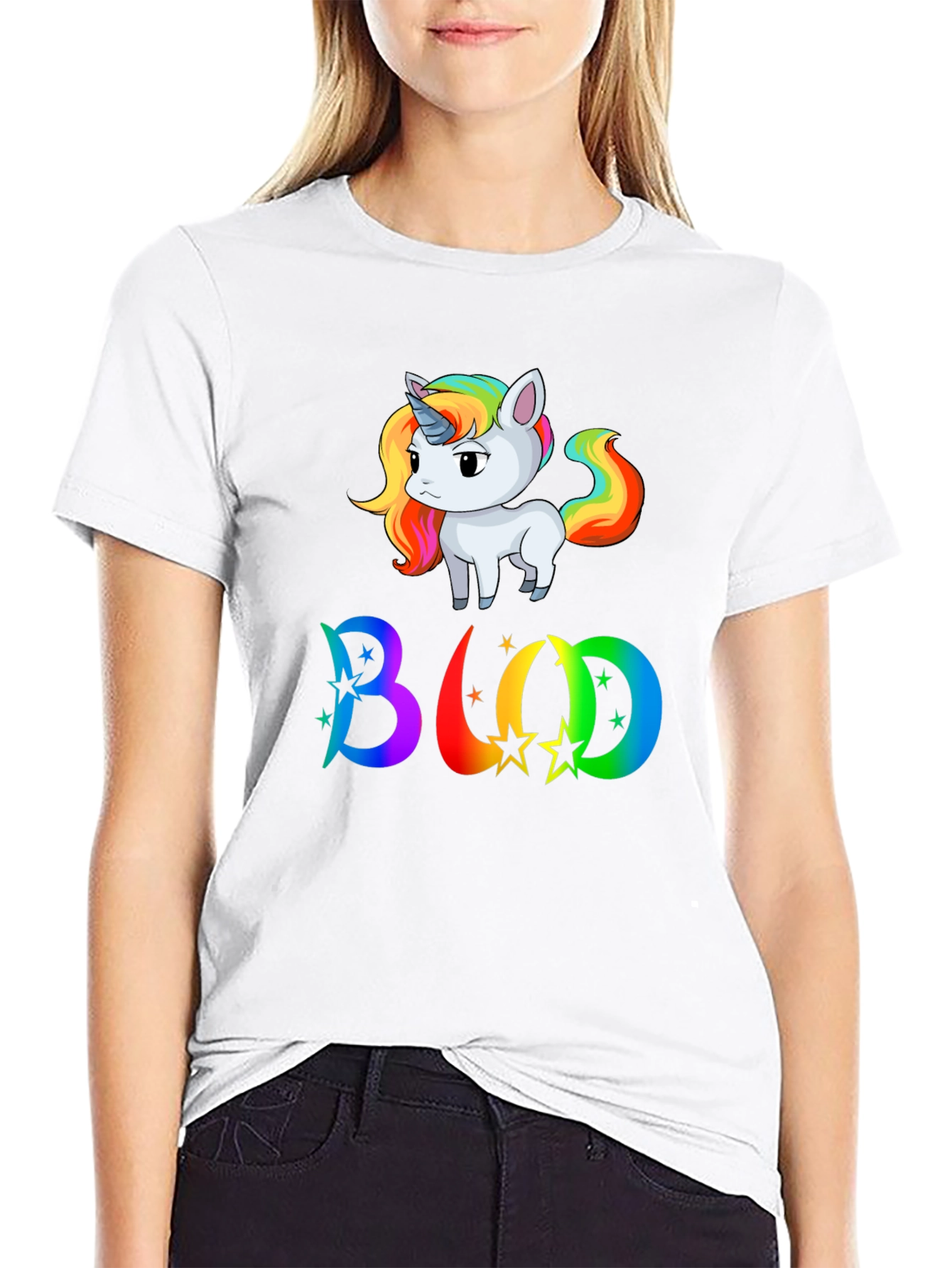 Rainbow Unicorn BUD T-Shirt - Men's Black Tee - 9