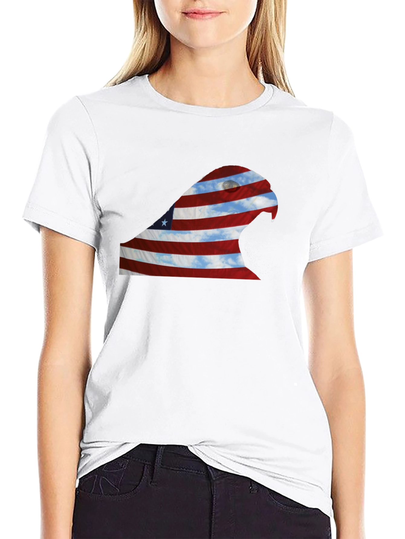 Black American Flag Eagle Graphic Tee view 9