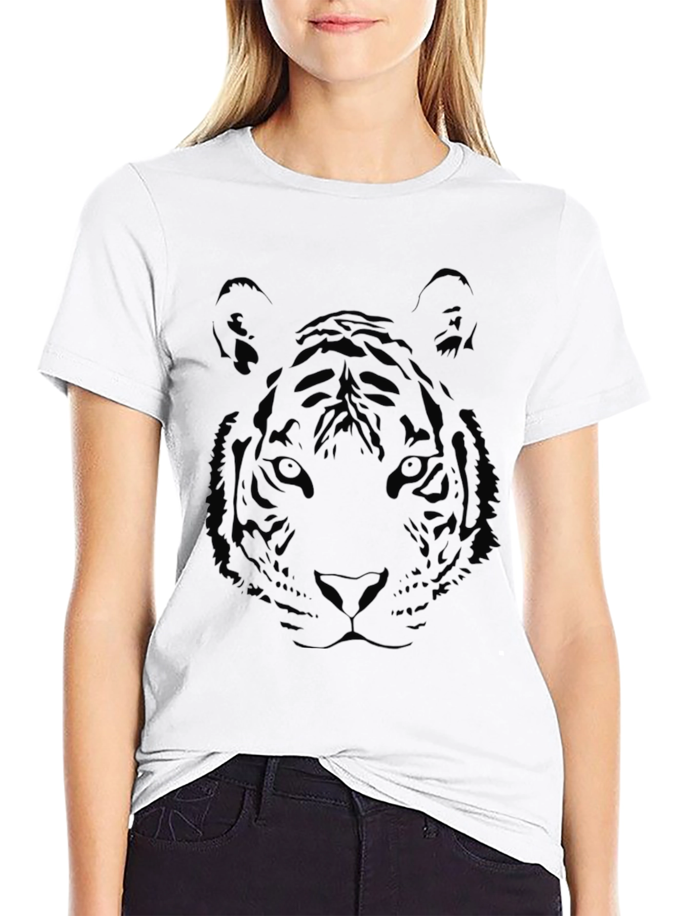 Black Black Tiger Graphic Print T-Shirt view 9