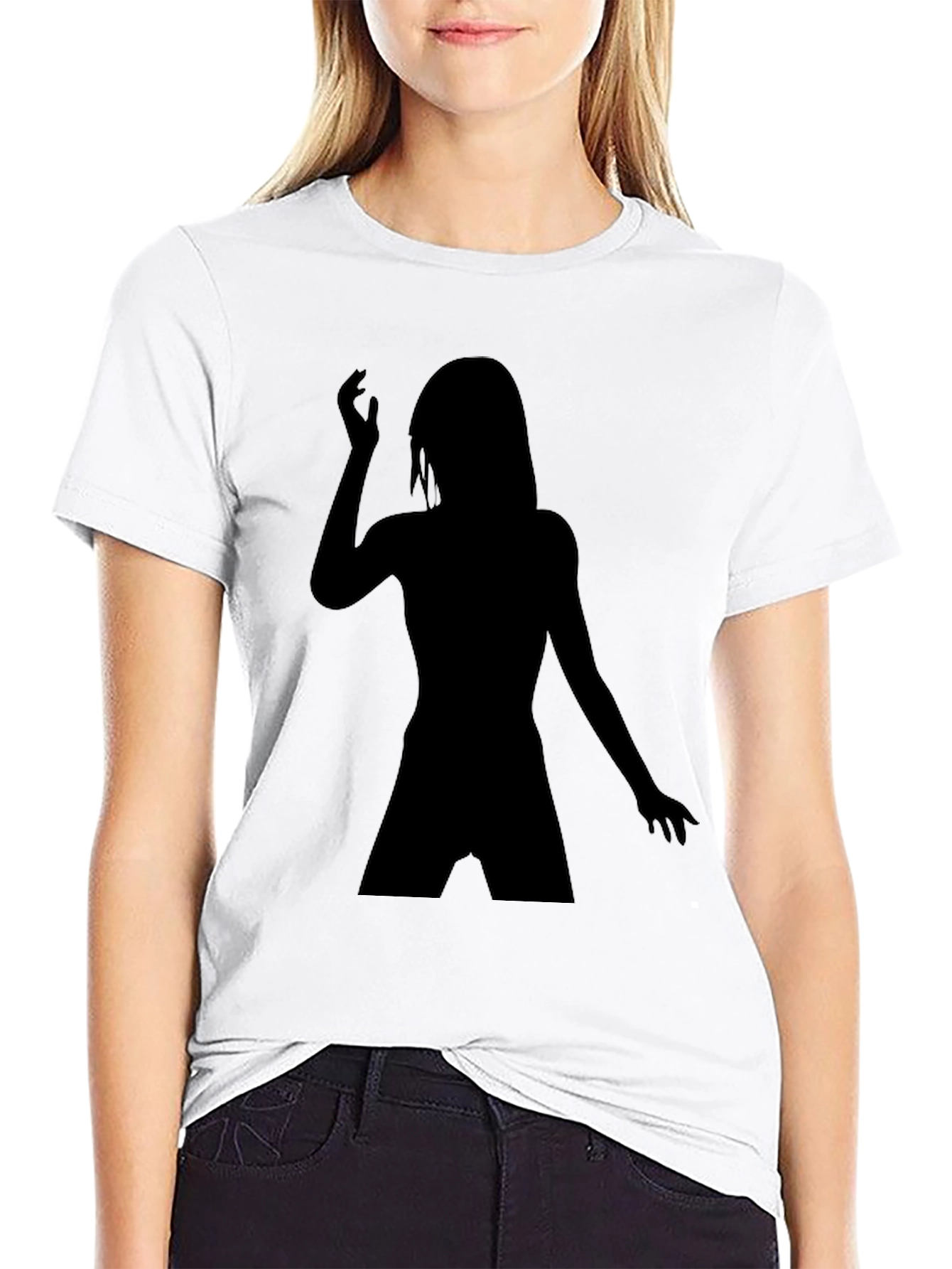 Black Silhouette Woman Graphic Tee - Soft Cotton Blend view 9