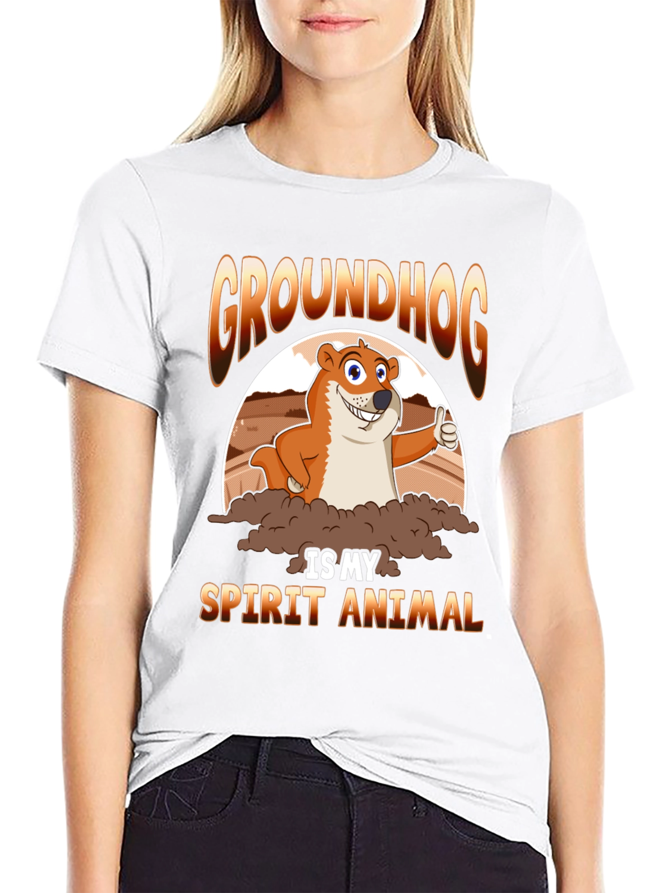 Black Groundhog Spirit Animal T-Shirt - Cute Cartoon Design view 9