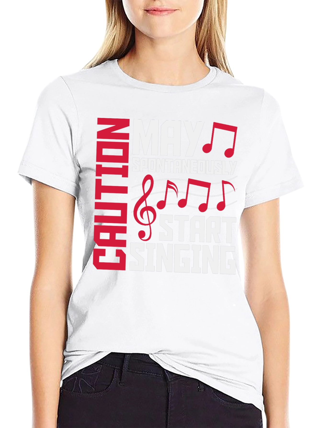 Black Caution May Spontaneously Start Singing Graphic Tee view 9