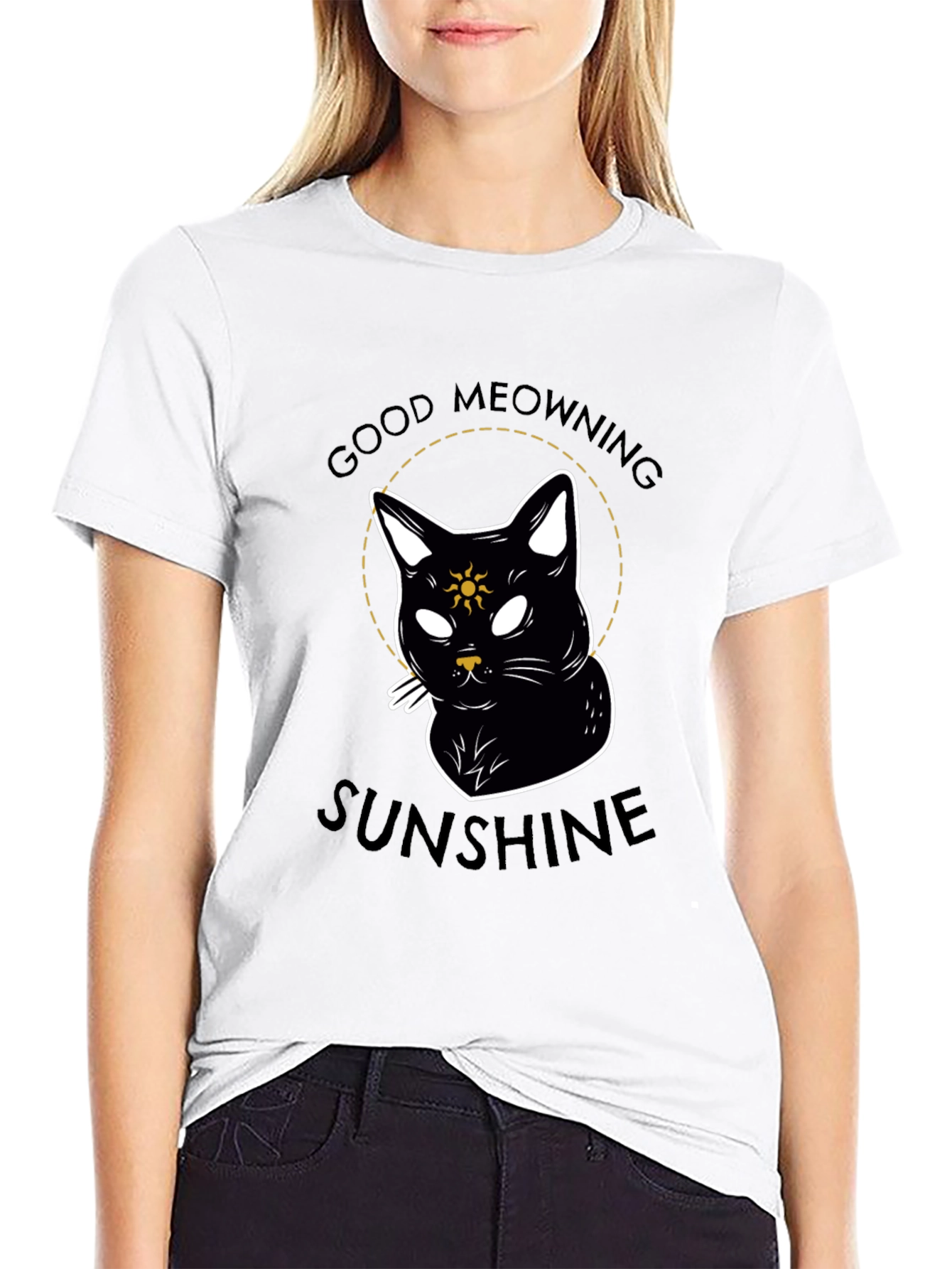 Black Good Meowning Sunshine Black Cat T-Shirt view 9