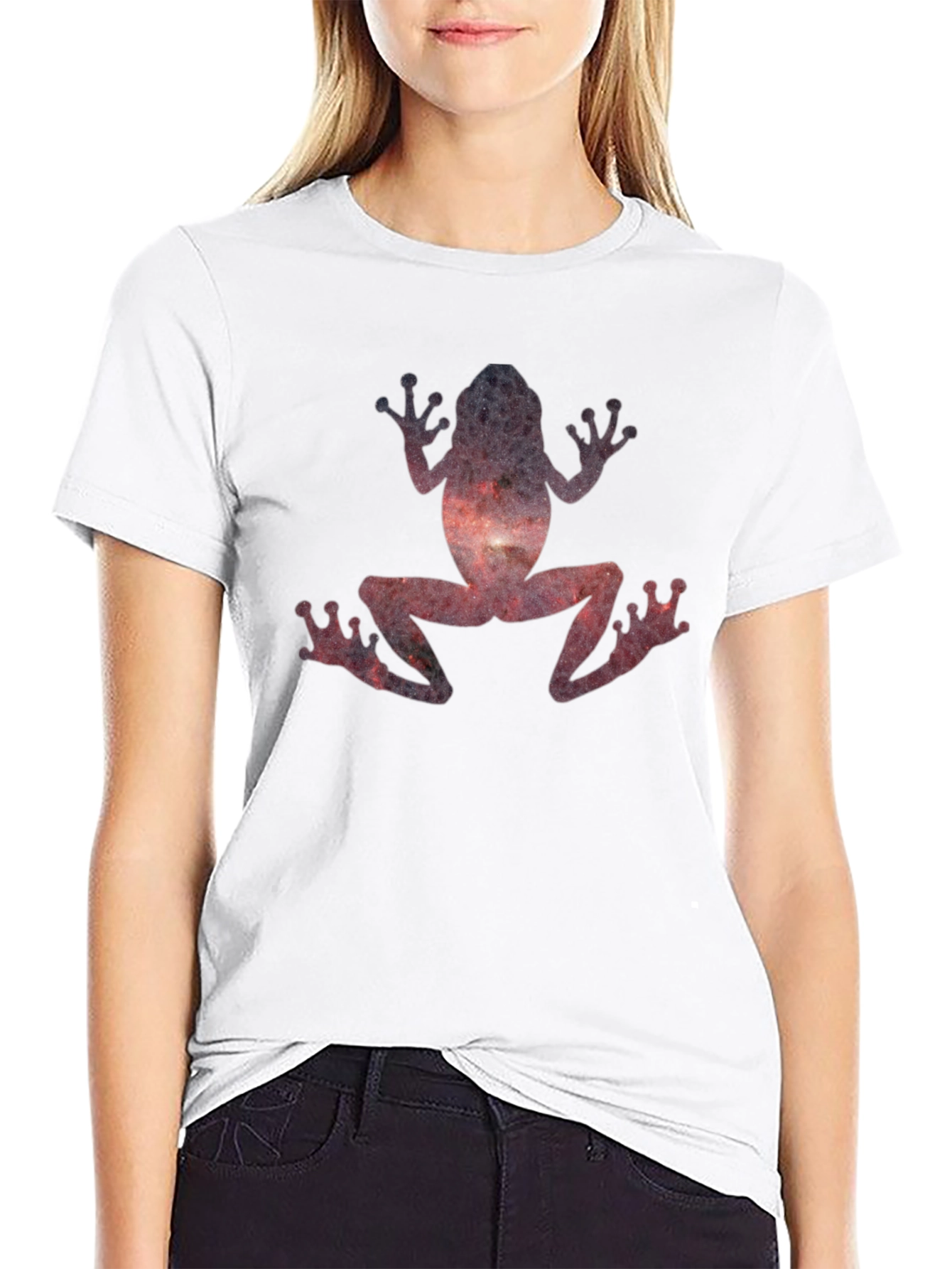 Black Galaxy Frog Graphic Tee - Black Cotton T-Shirt view 9