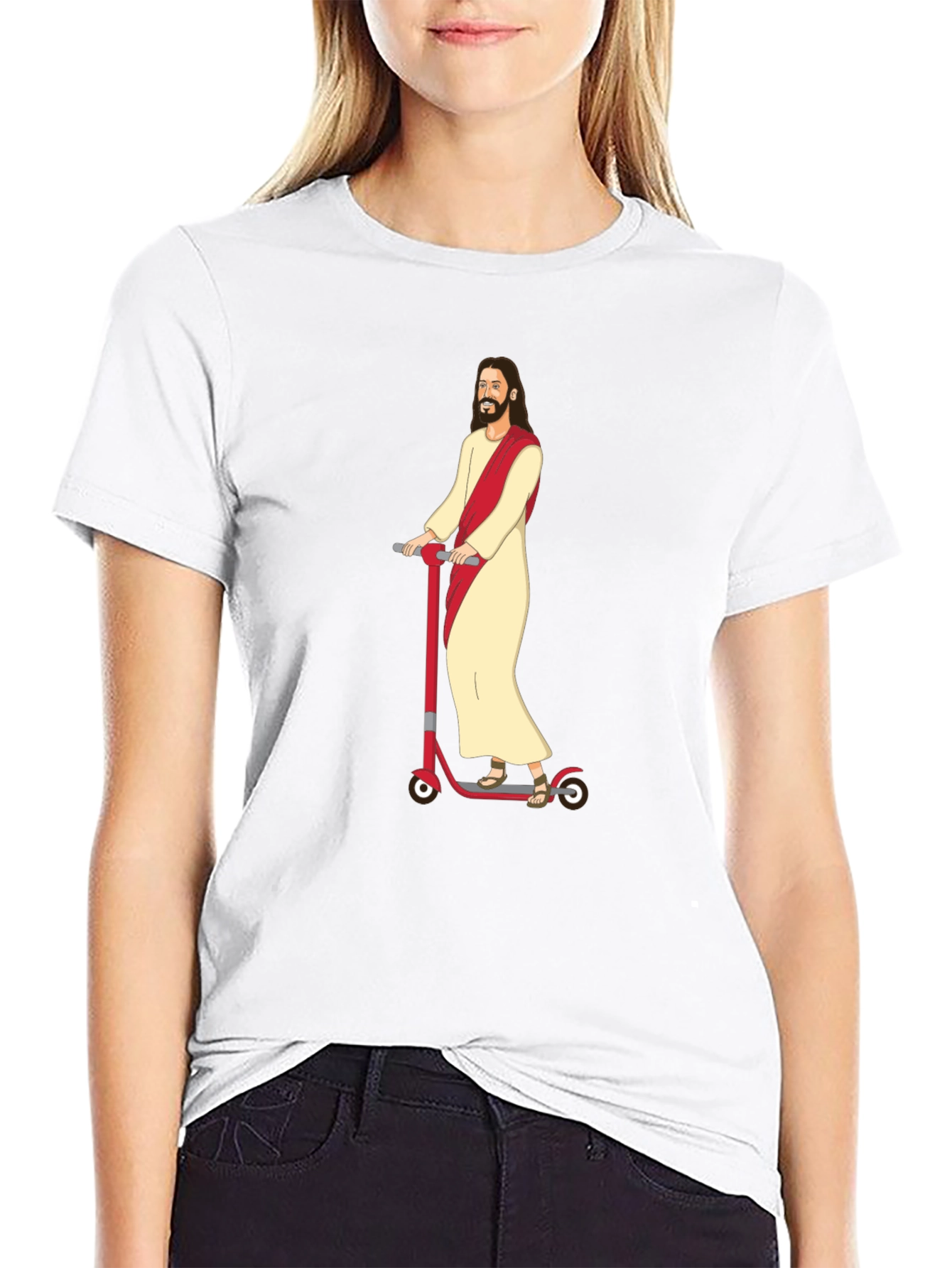 Black Jesus on Scooter T-Shirt - Religious Humor Tee view 9