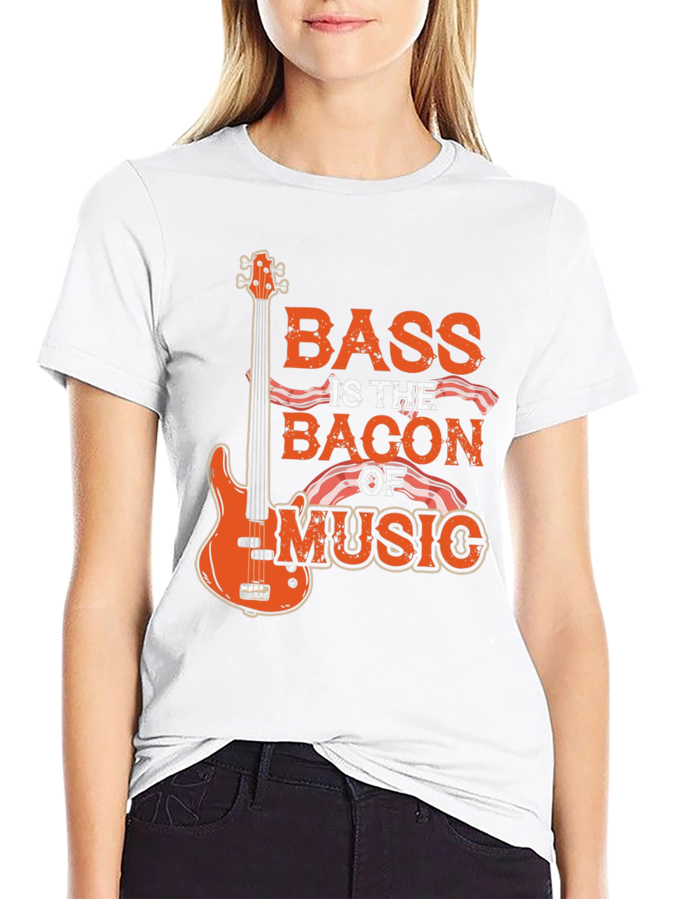 Black Bass is the Bacon of Music T-Shirt - Novelty Tee view 9